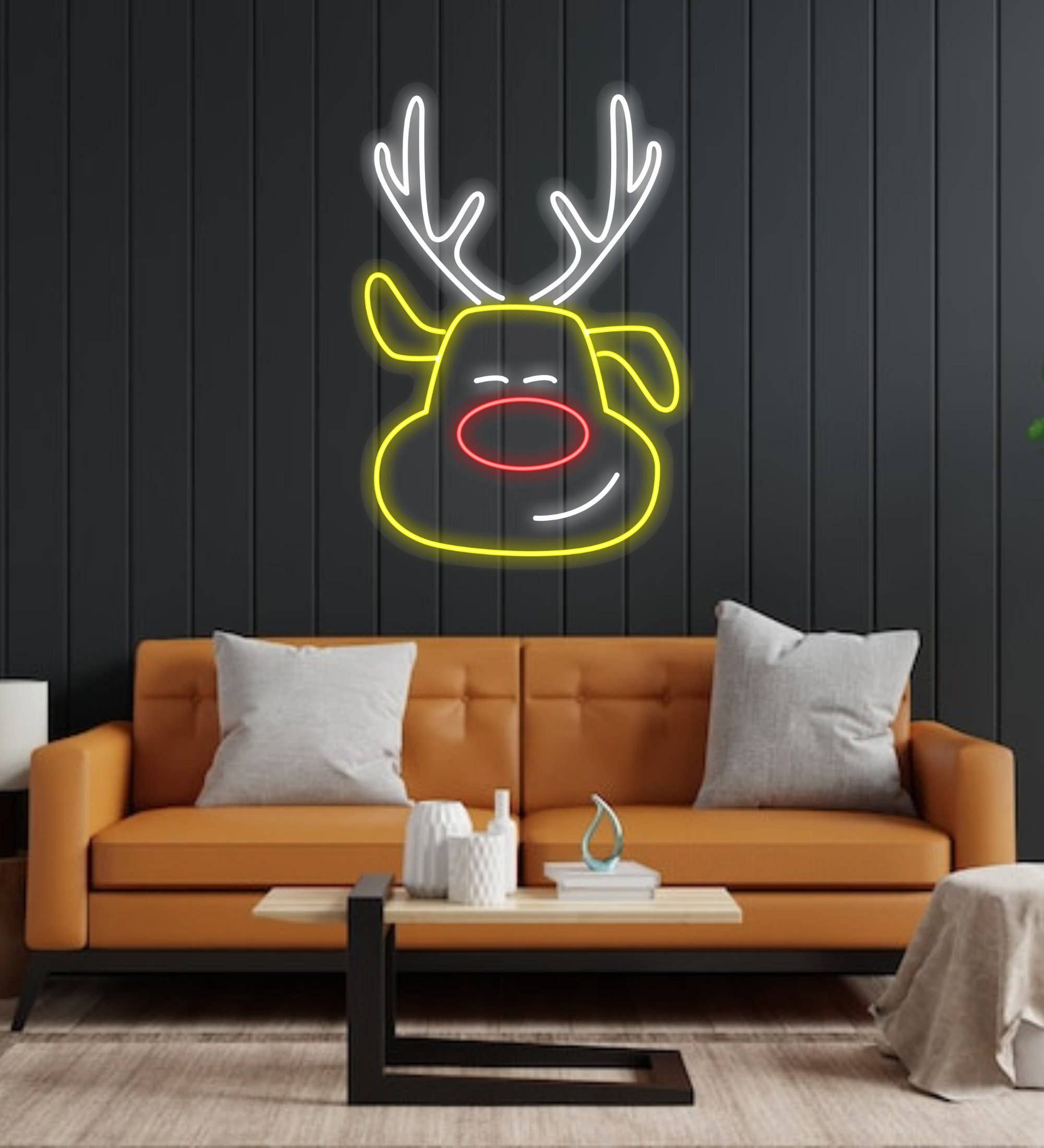 Cute Reindeer Neon Sign for Christmas Decor