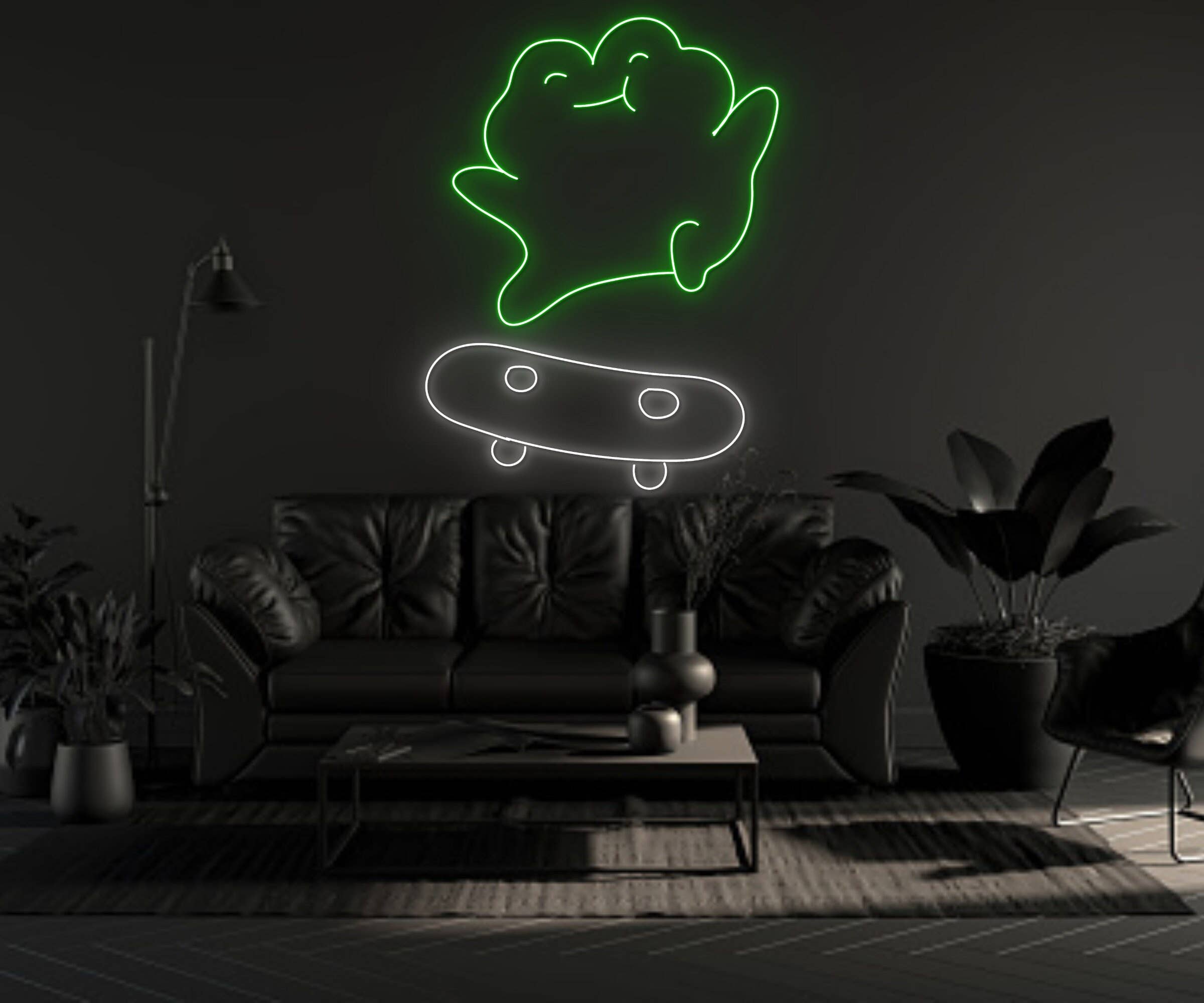 Frog Surfing Skateboard Neon Sign Animal Decor