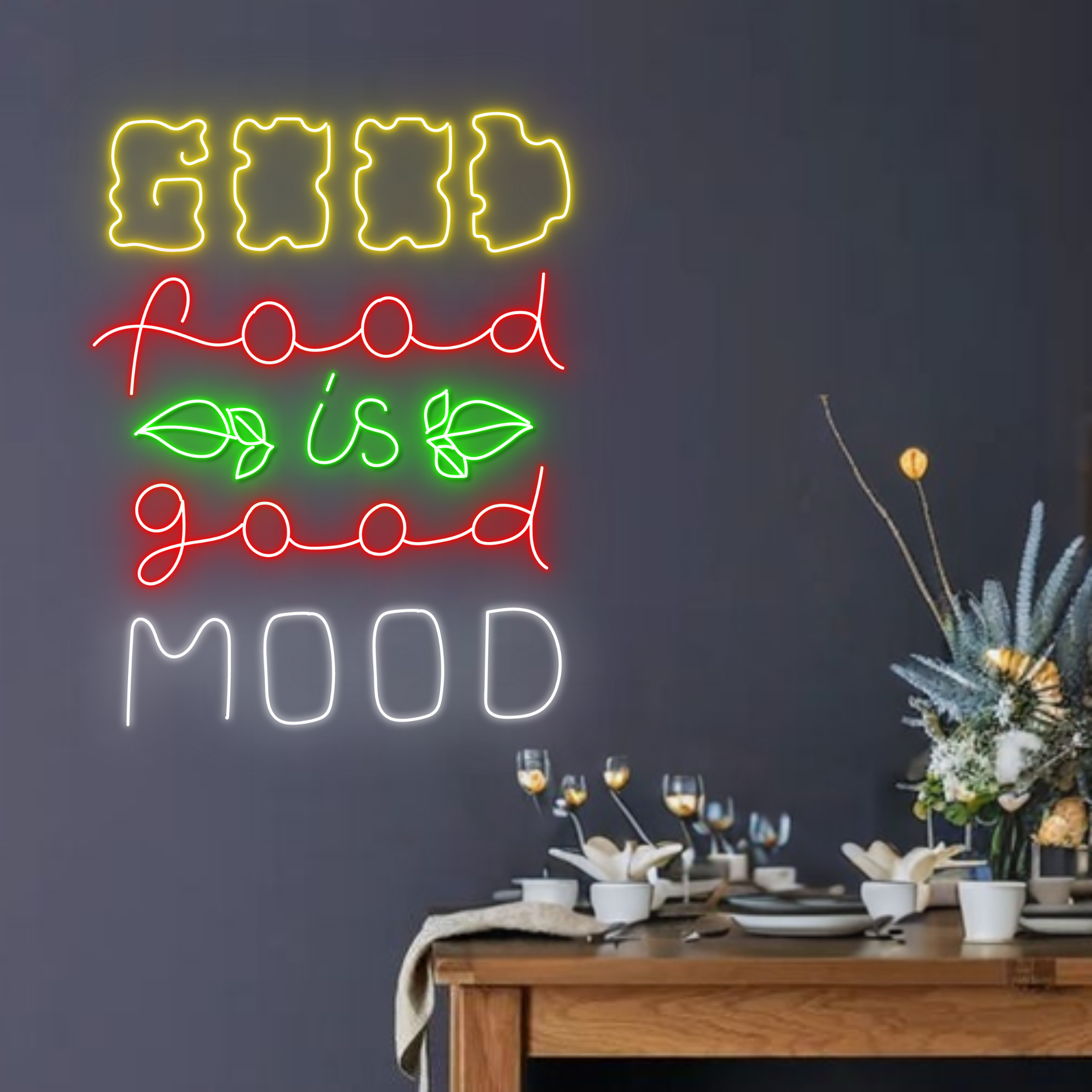 Good Food Is Good Mood Neon Sign Long-lasting Wall Decor