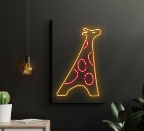 Giraffe With Pizza Neon Sign Kitchen Restaurant Decor