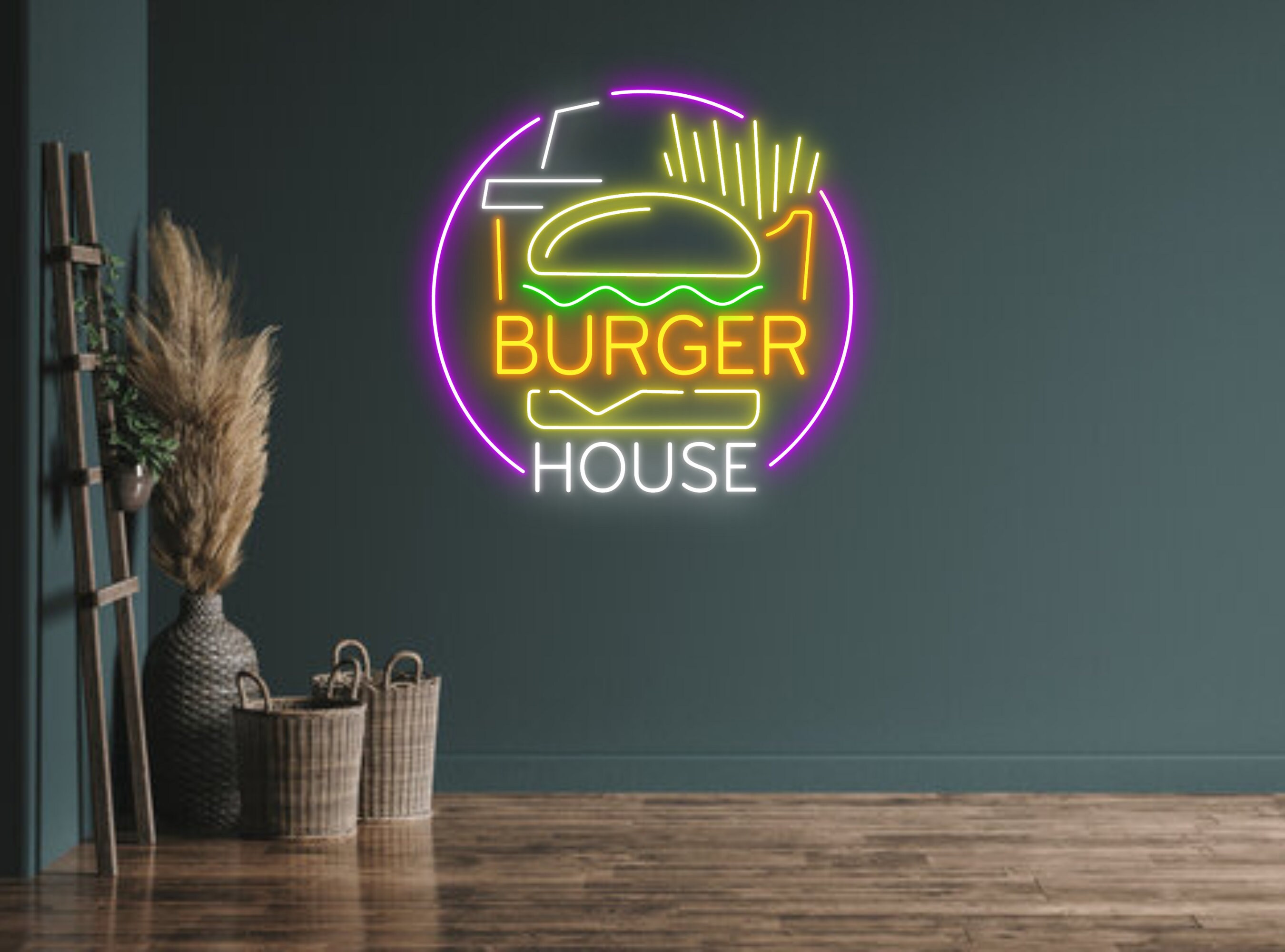 Burger House Neon Sign Restaurant Decor