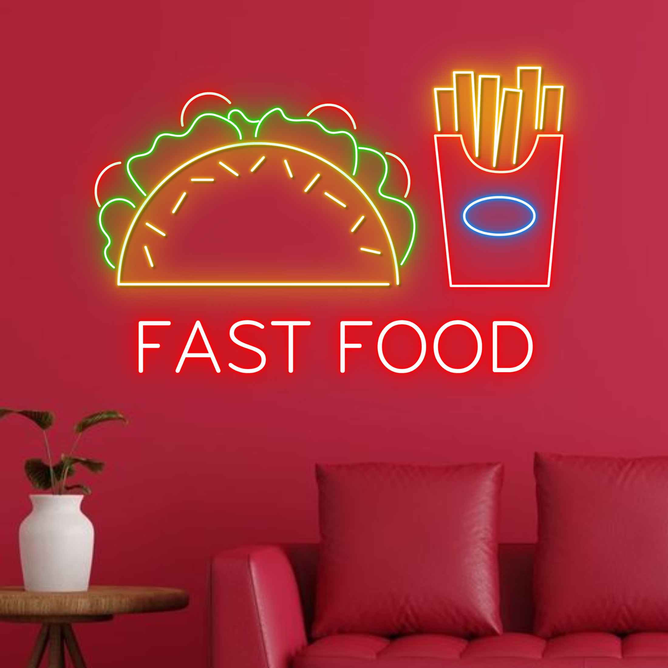 Fast Food Neon Signs Signboard Long-lasting Wall Decor