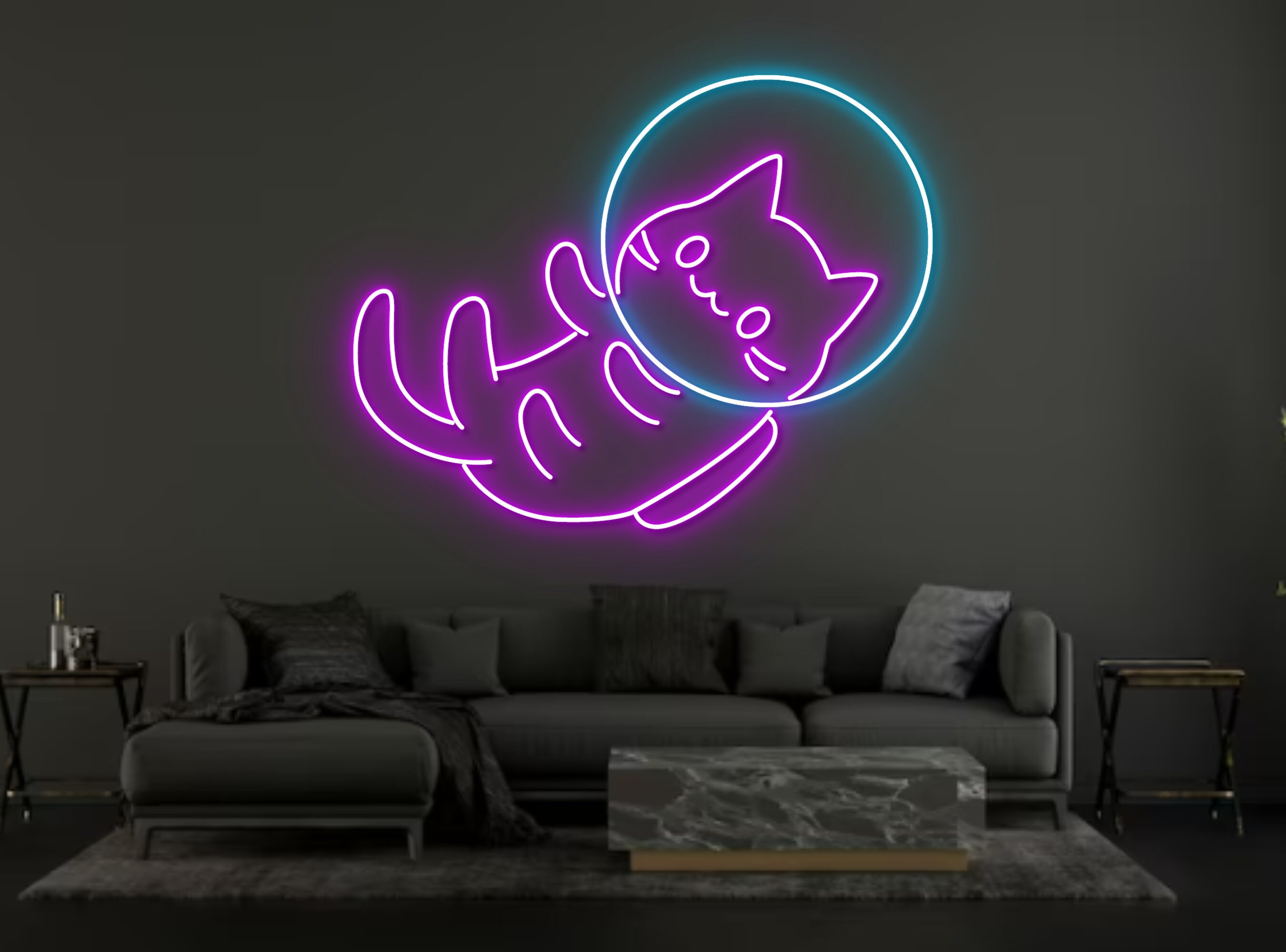 Cute Cat Astronaut Neon Signs Wall Hanging Signage