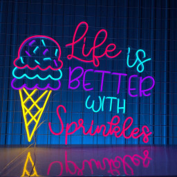 Life Is Better With Sprinkles Neon Sign Ice Cream Decor
