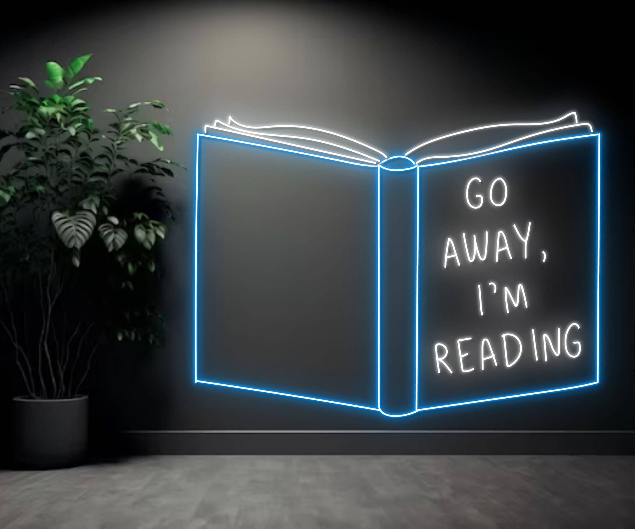 Go Away I'm Reading Neon Sign Bookish Wall Art Decor