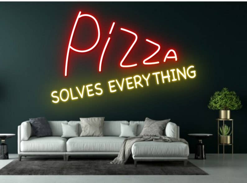 Pizza Solves Everything Neon Sign Long-lasting Wall Decor