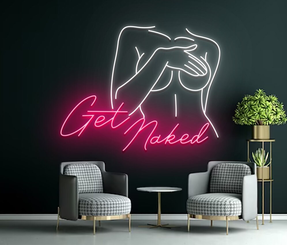 Get With Nothing On Body Woman Line Art Neon Signs