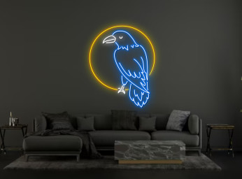 Crow Sitting In Circle Neon Sign