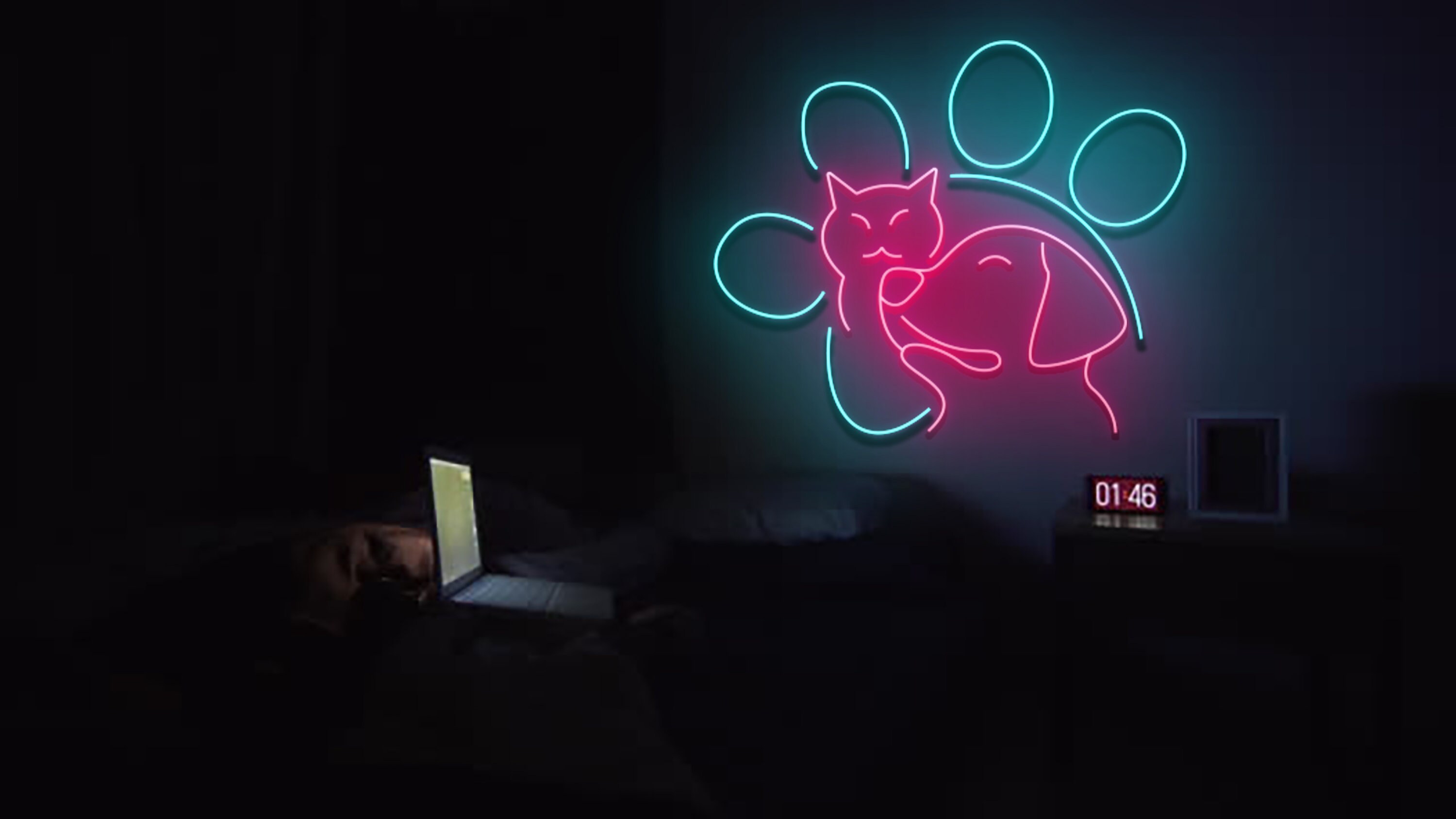 Cat Dog Paw Neon Sign