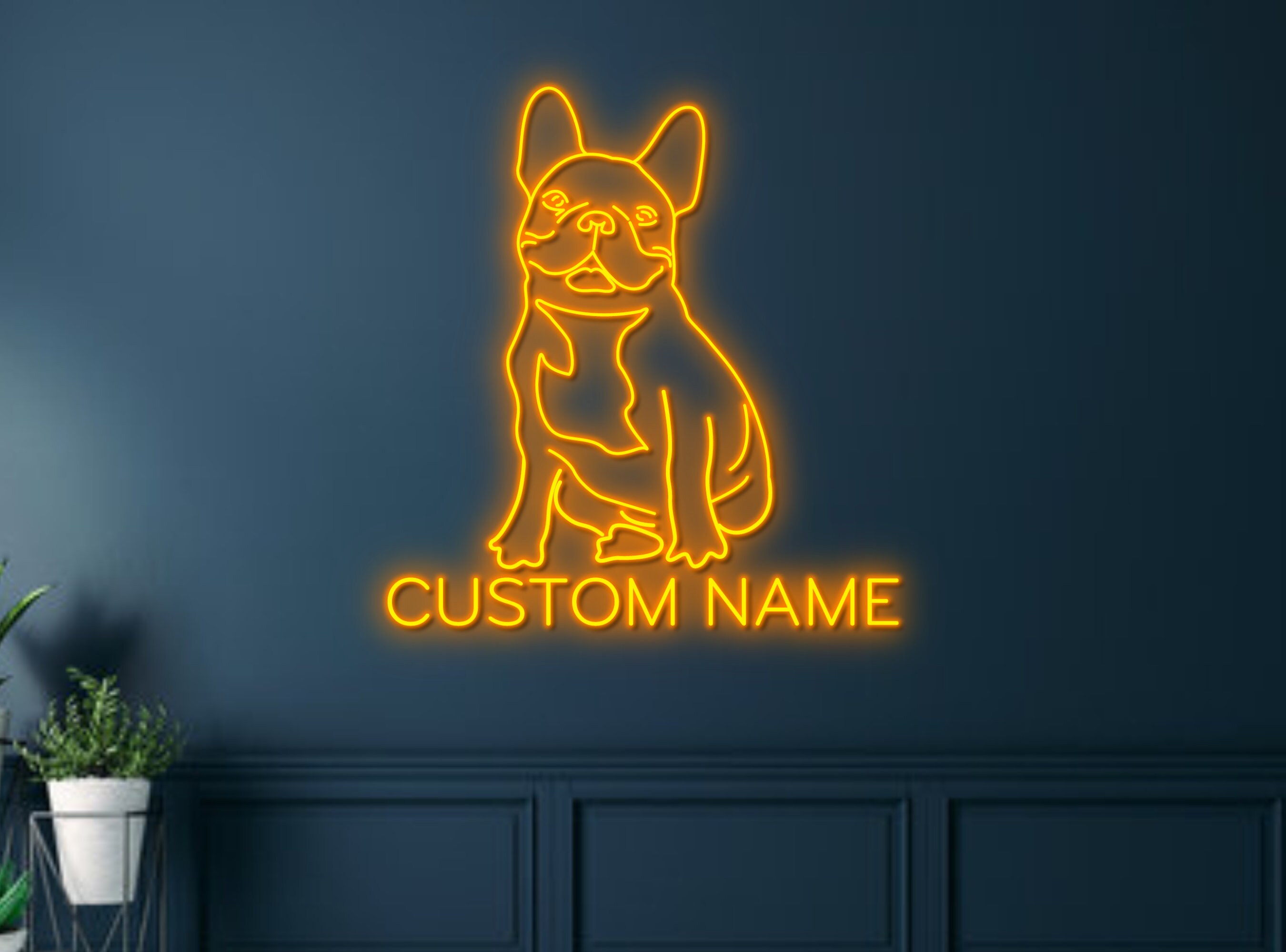 Custom Name French Bulldog Portrait Neon Sign