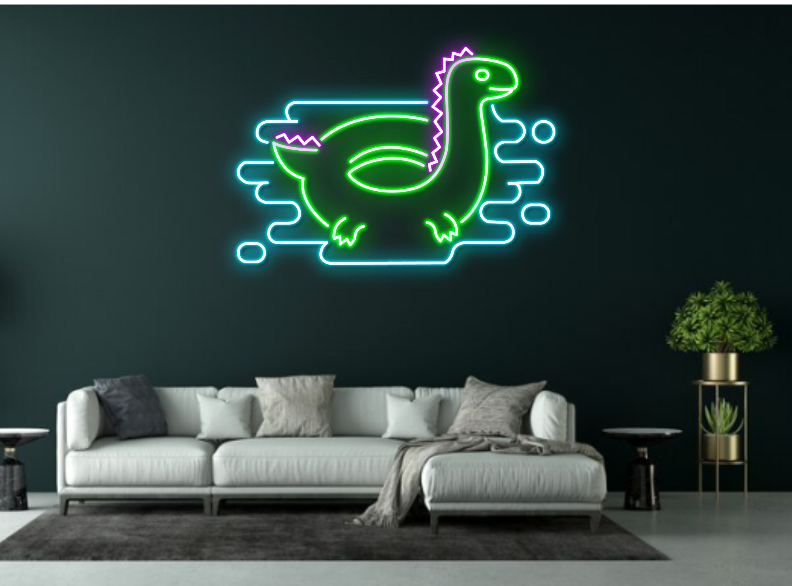 Dinosaur Swimming Neon Sign