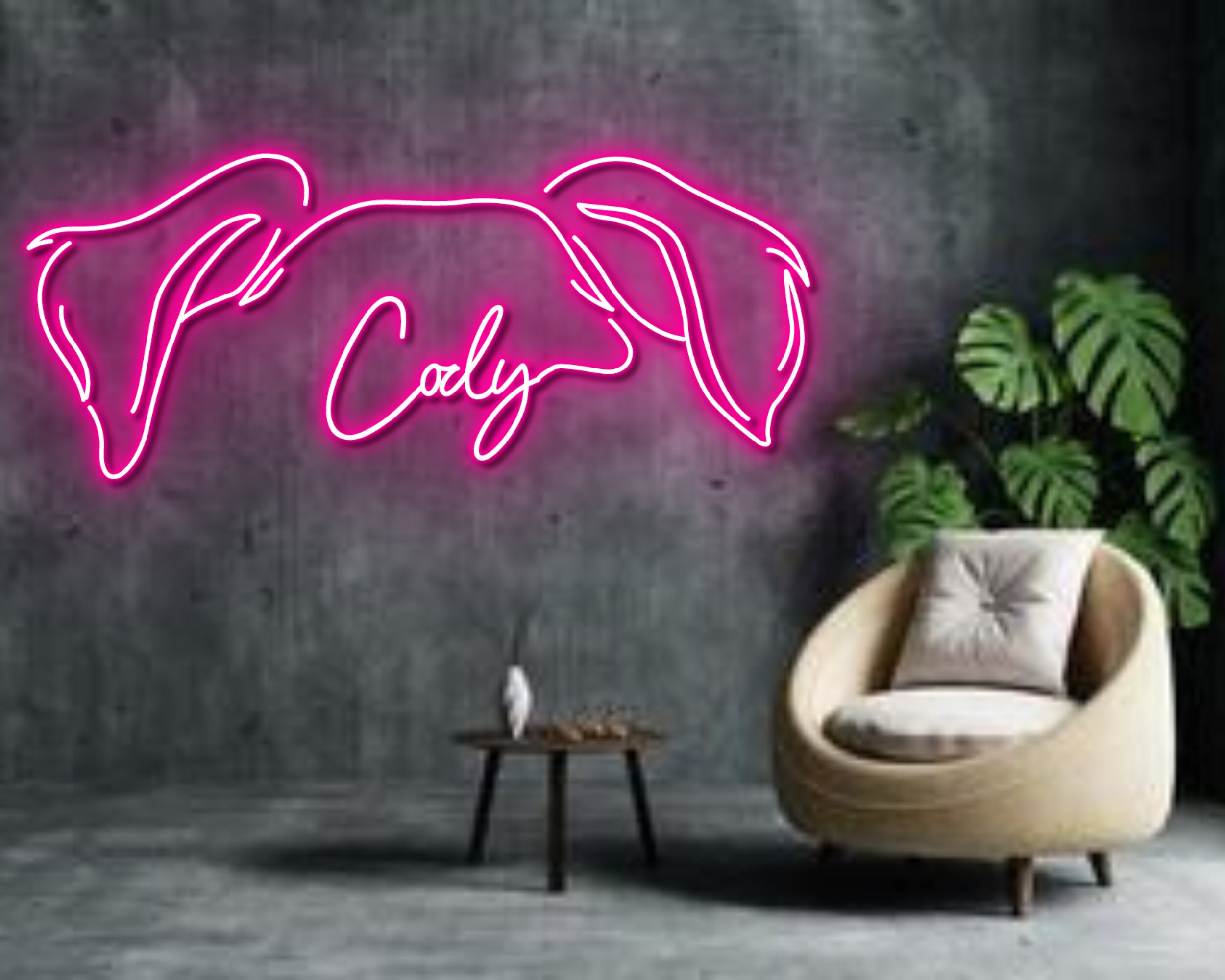Custom Head Dog Name Neon Sign