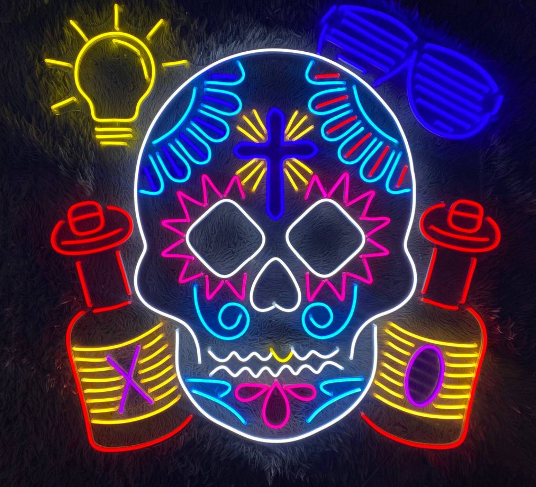 Calavera Beer Bar Pub Club Neon Sign