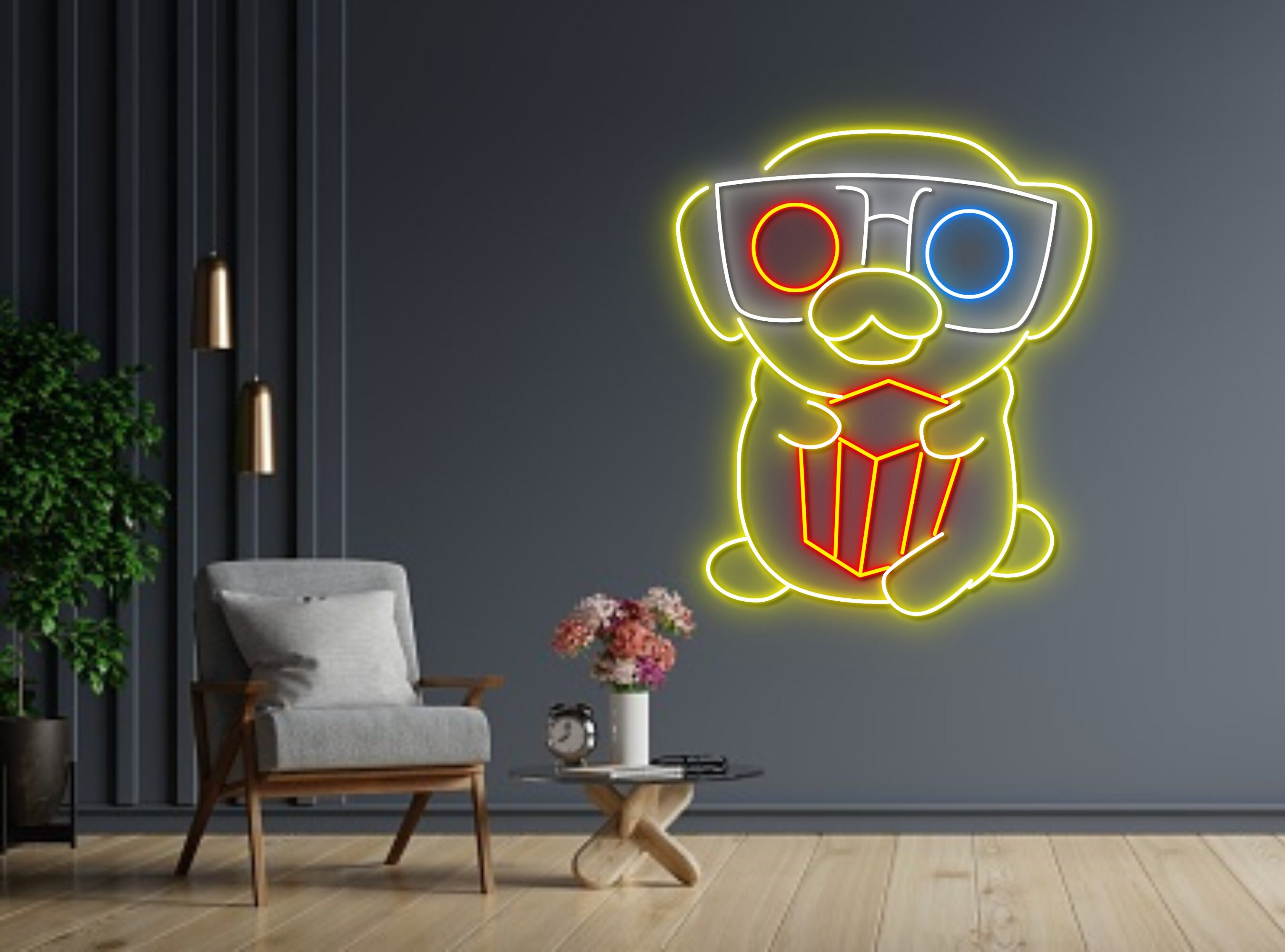 Pug Dog Watch Cinema Neon Sign