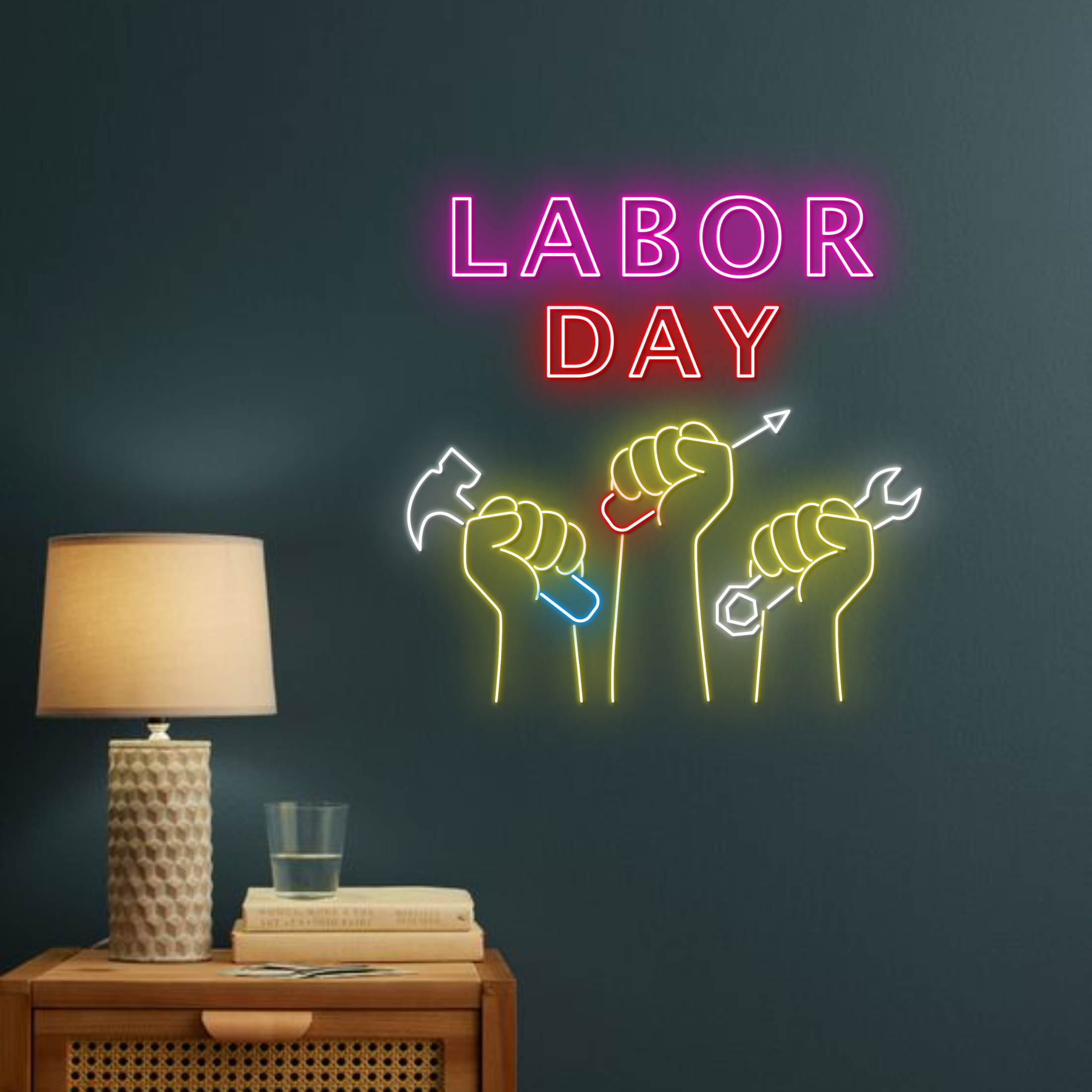 Labor Day Neon Sign Labor Day Office Wall Decor