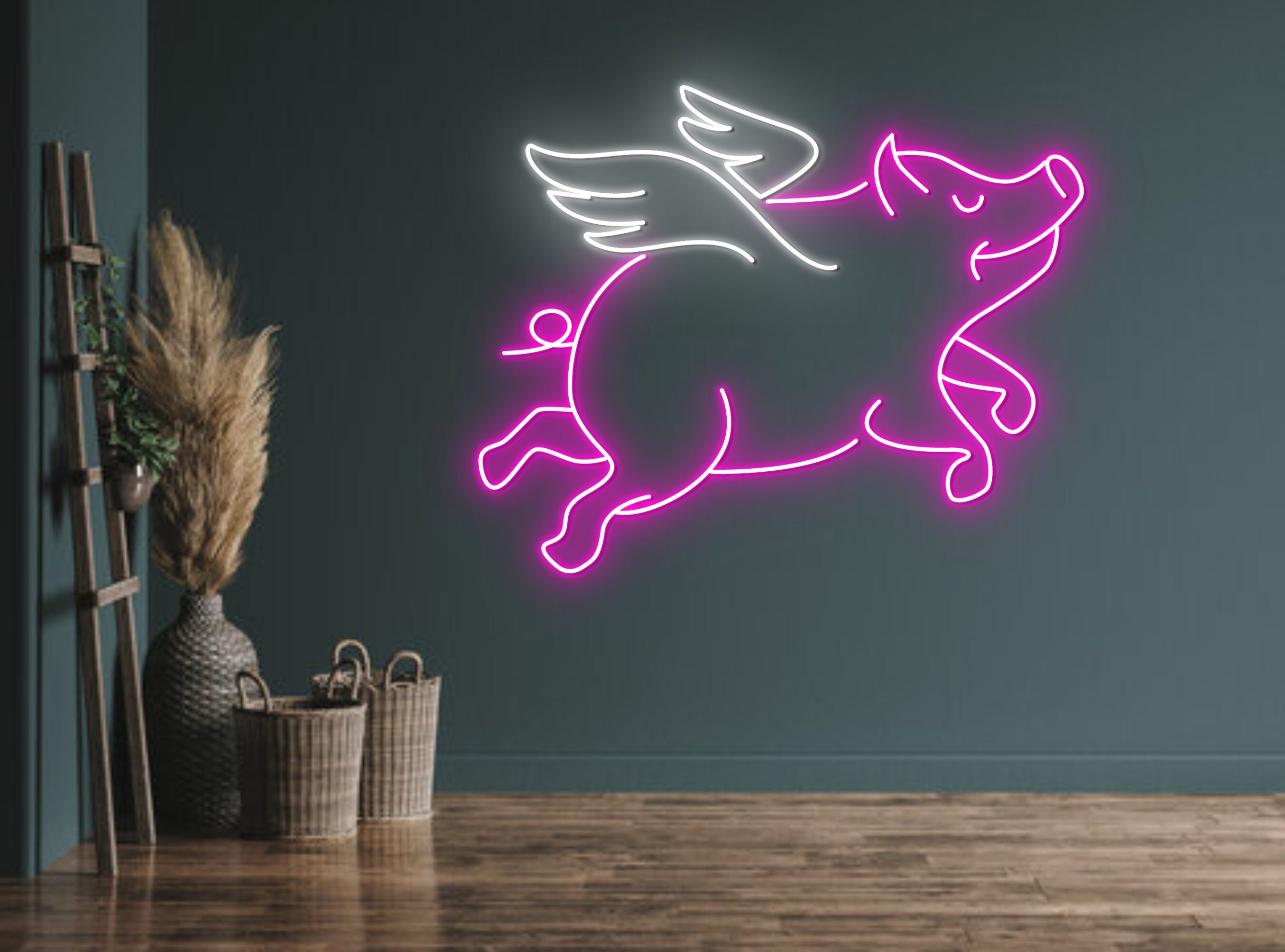 Pig With Wings Neon Sign Wall Decor