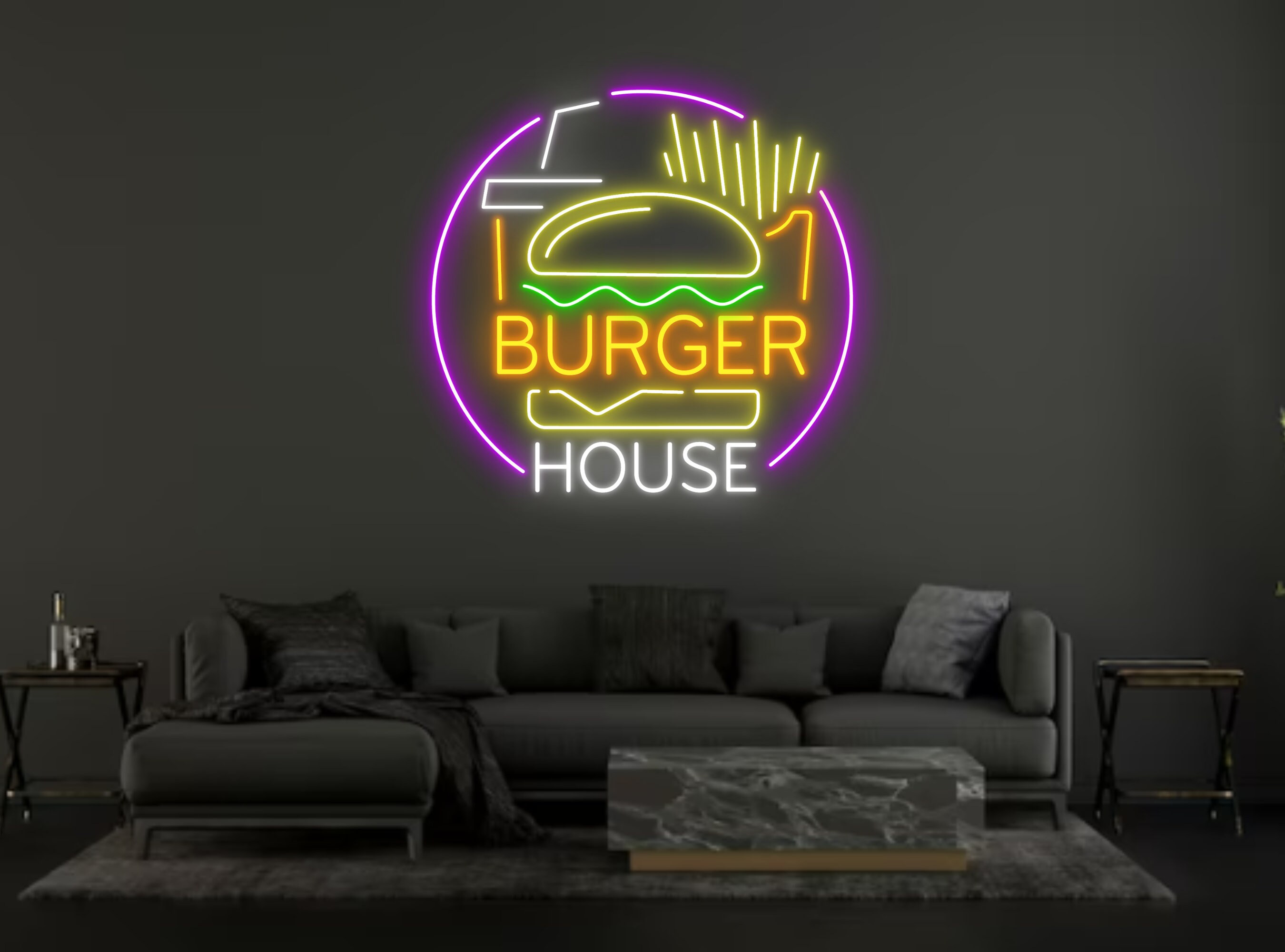 Burger House Neon Sign Restaurant Decor