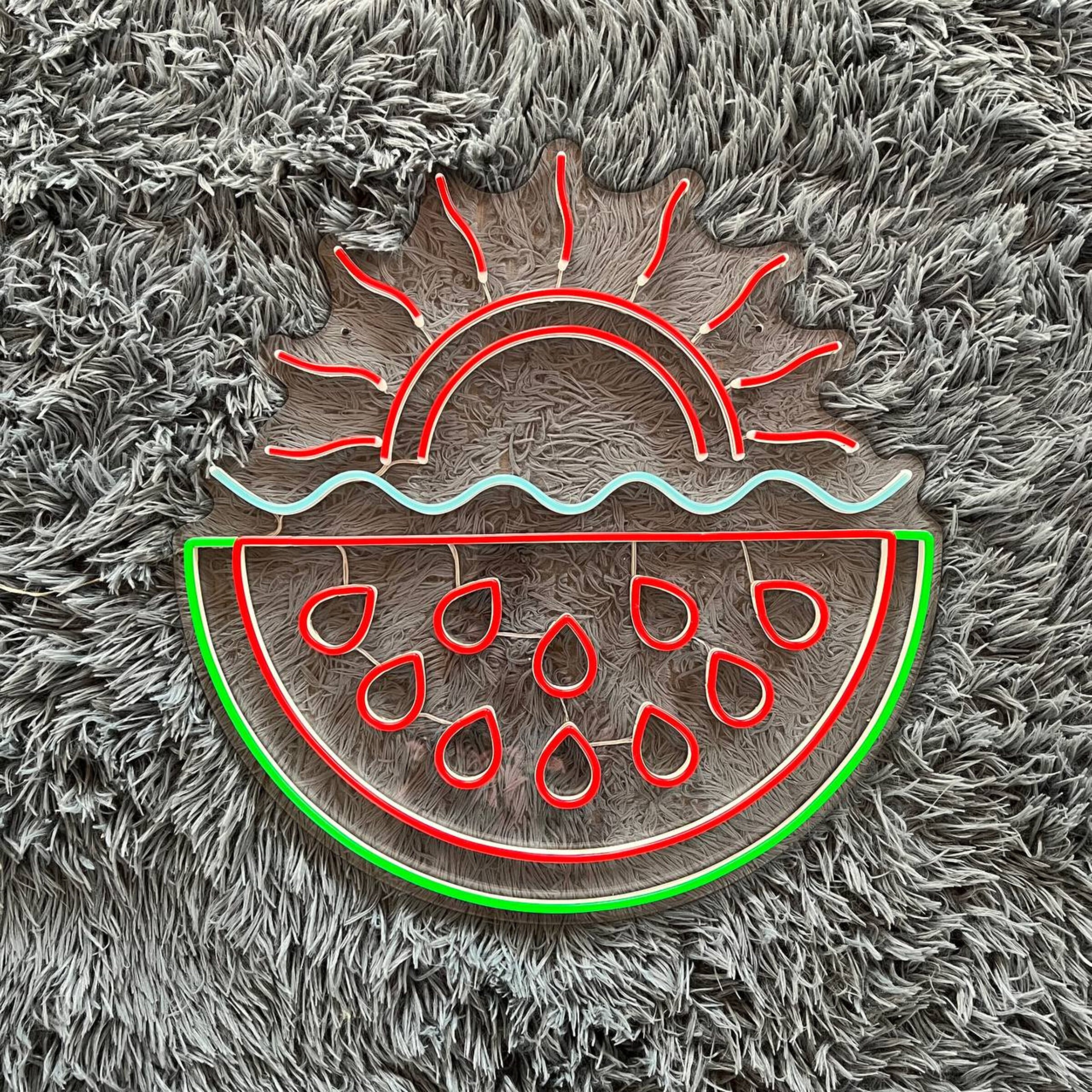 Watermelon Fruits And Sun Wave Neon Sign