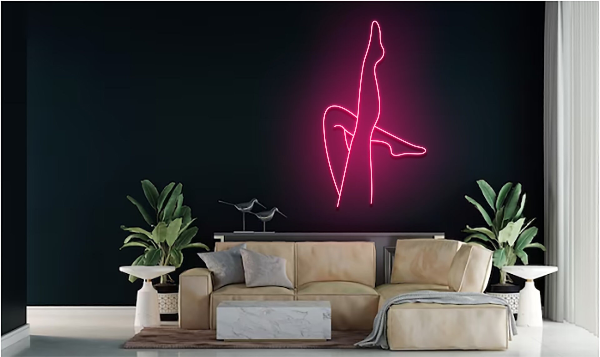 Sexy Beautiful Legs Body Woman Line Art Neon Signs