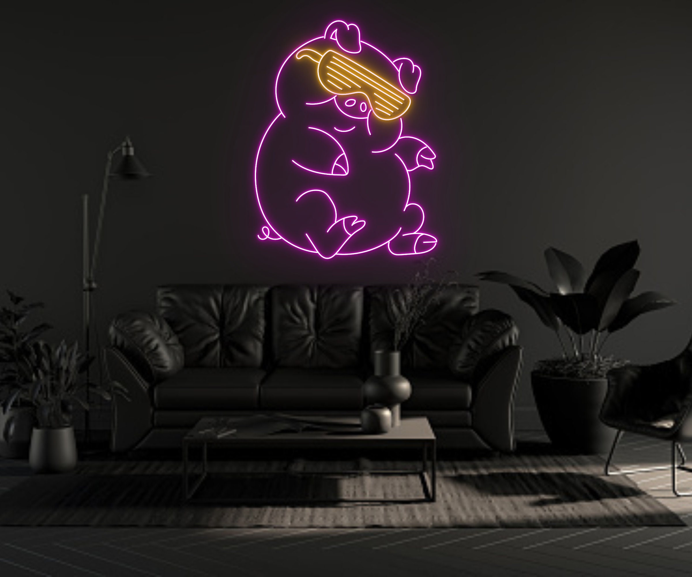Pig Glasses Neon Sign