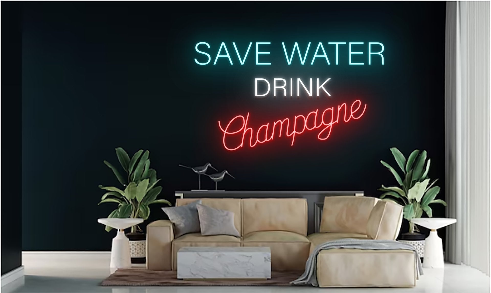 Save Water Drink Champagne Neon Signs