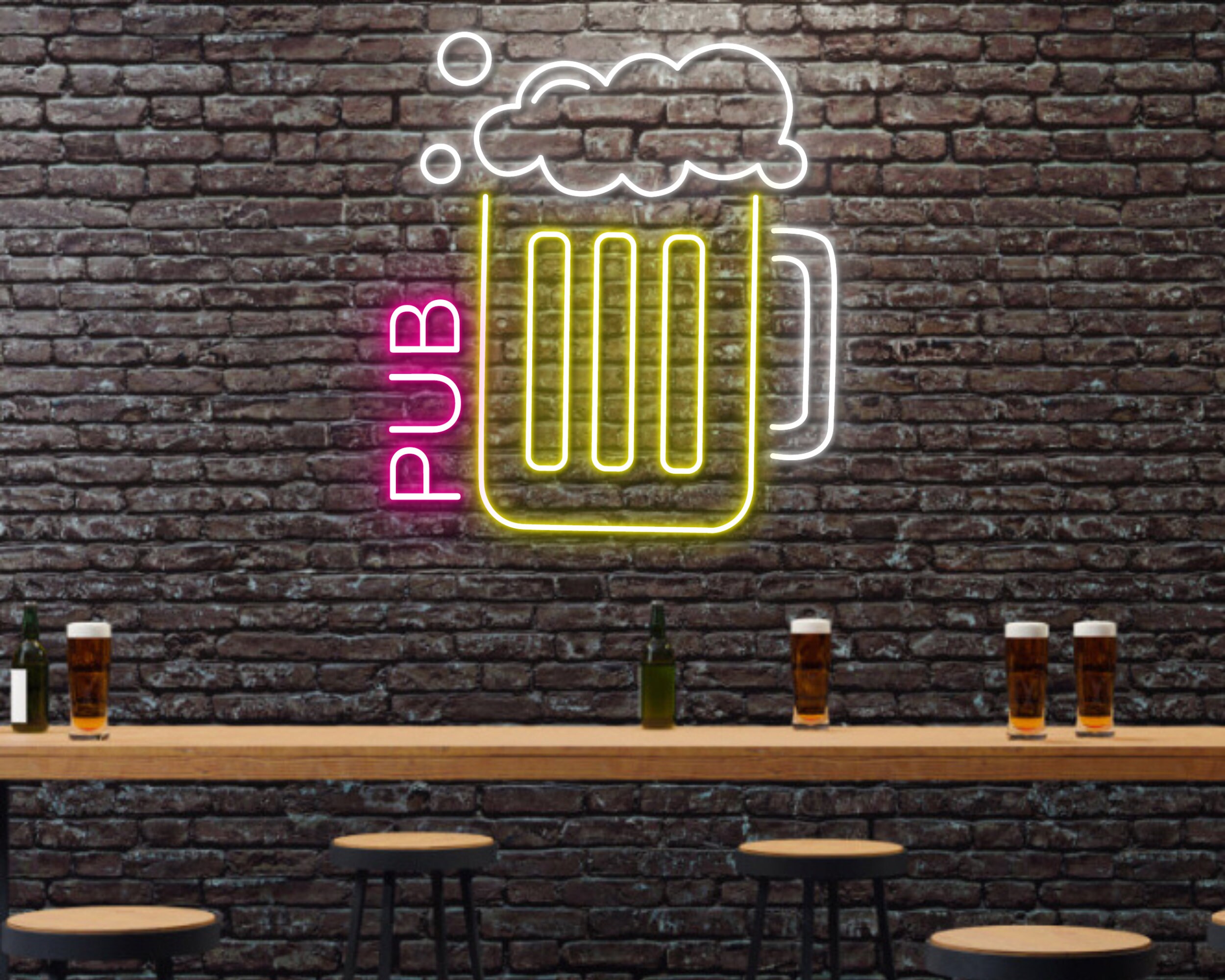 Beer Cup Glass Foam Neon Sign