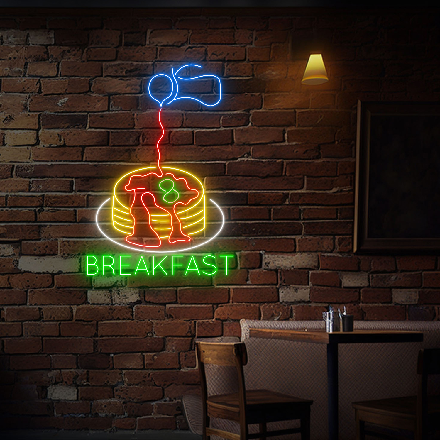 Fluffy Pancakes Breakfast Neon Sign Restaurant Wall Art Decor