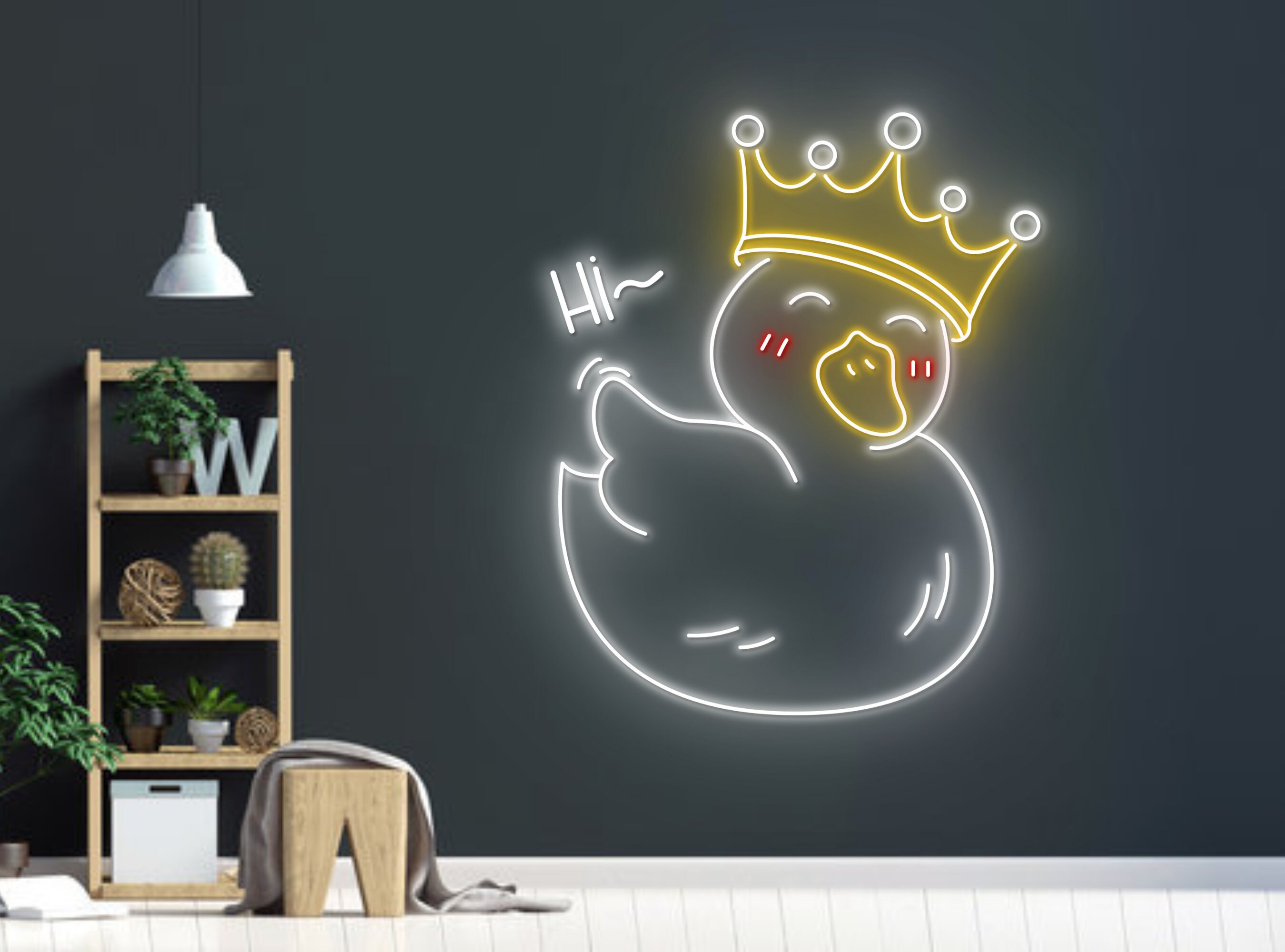 Queen Chibi Duck With Crown Neon Sign
