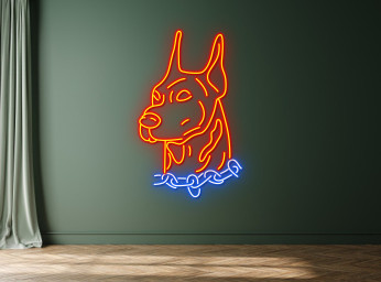 Doberman Dog Neon Sign