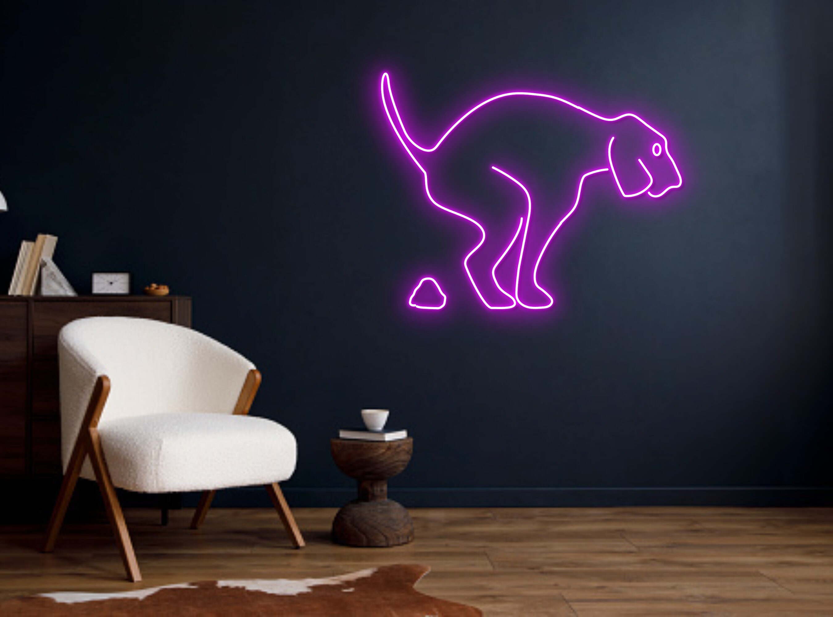 Dog Pooping Neon Sign