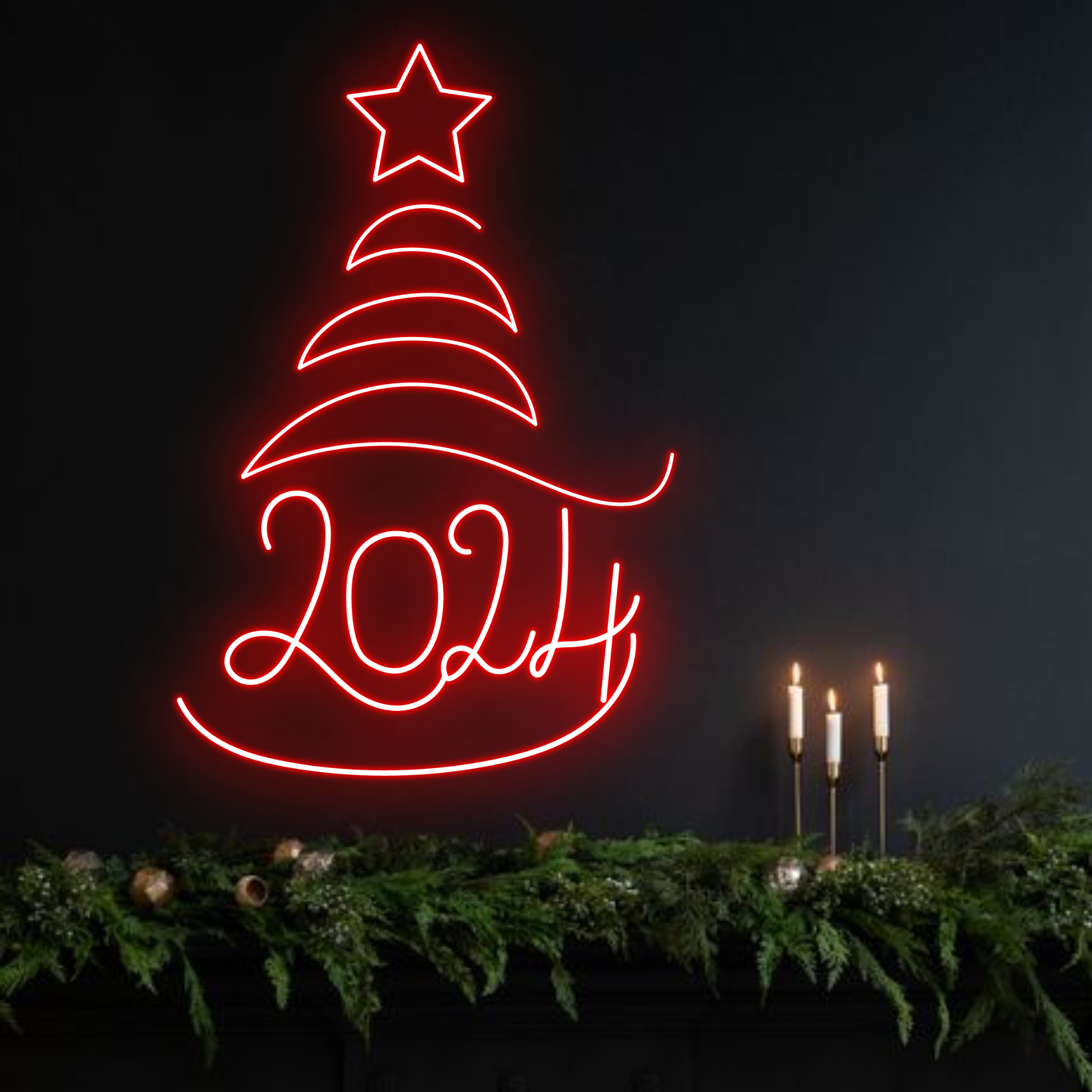 Christmas Tree 2024 Neon Signs Christmas and New Year Decor