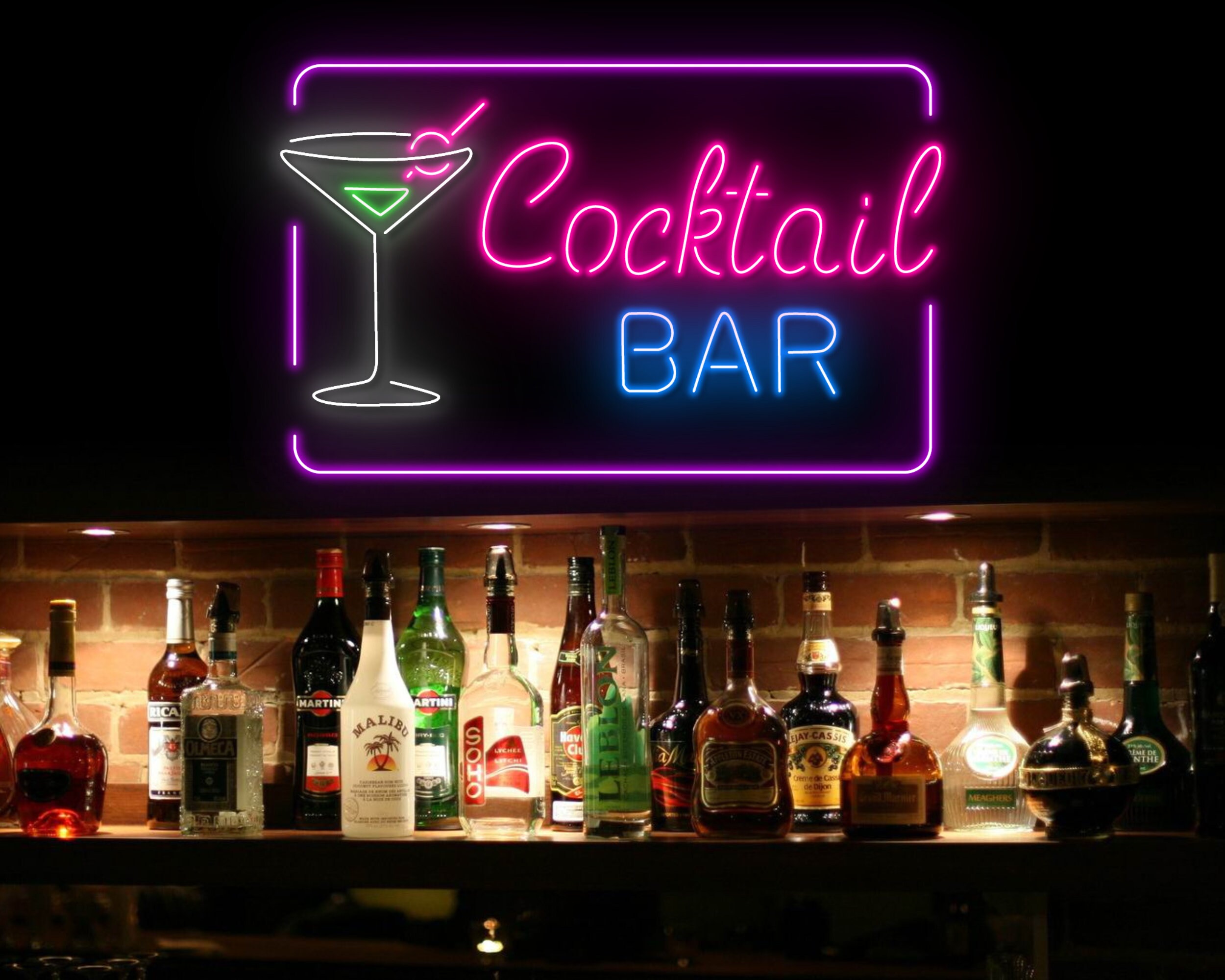 Cocktails Cup Bar Pub Neon Signs