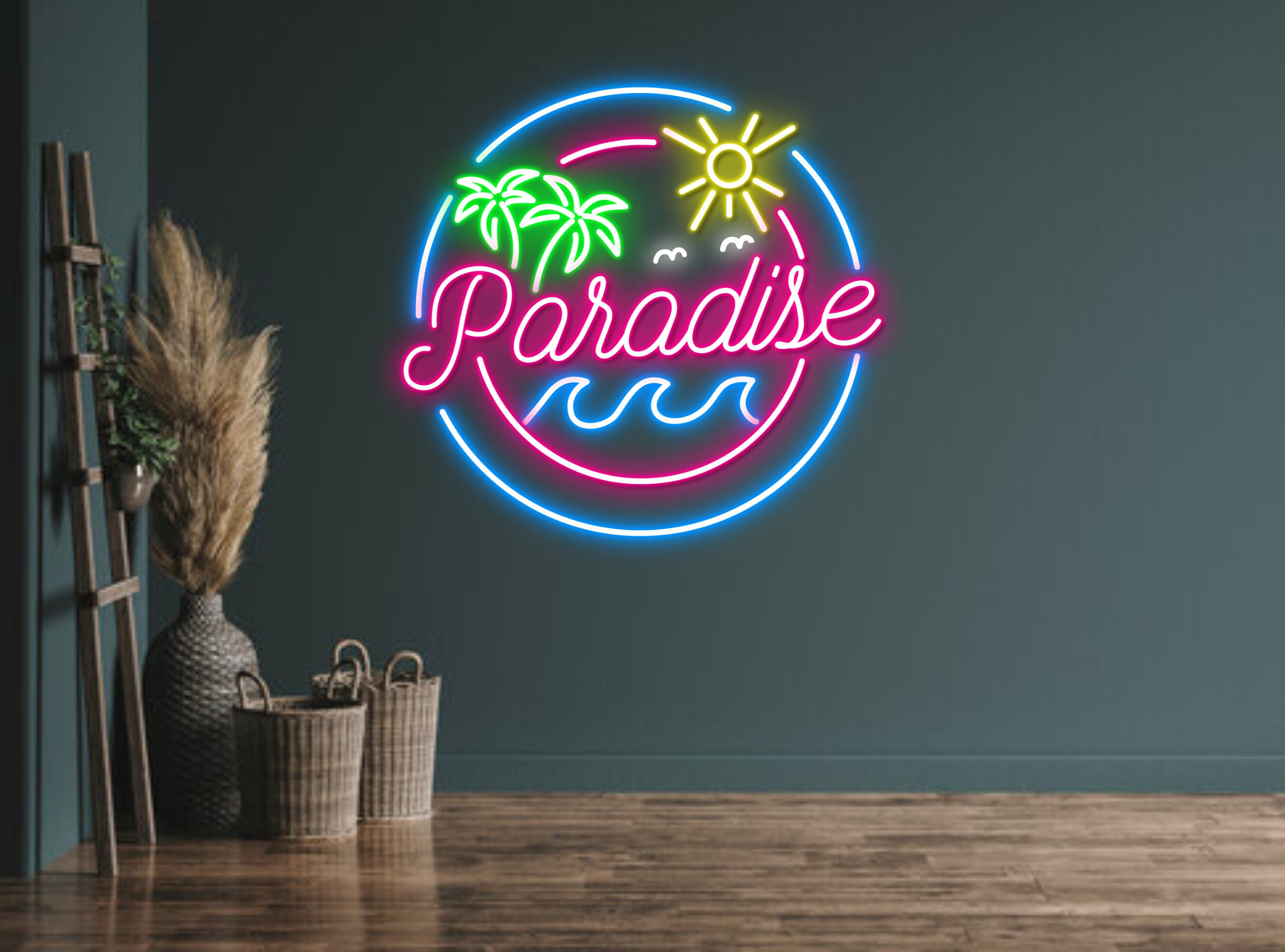 Paradise Beach View Neon Sign