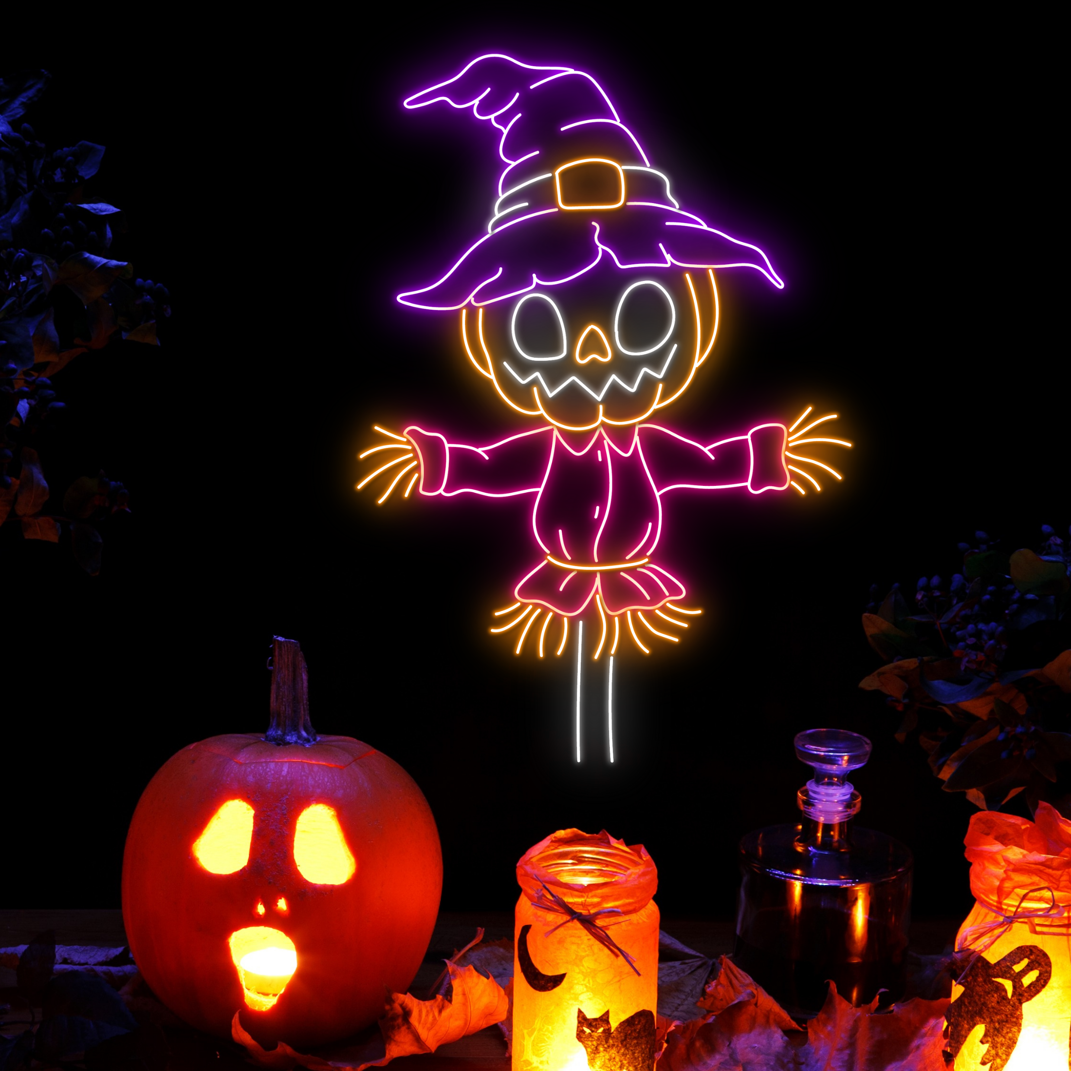 Scarecrow Neon Signs Halloween Long-lasting Light Decor