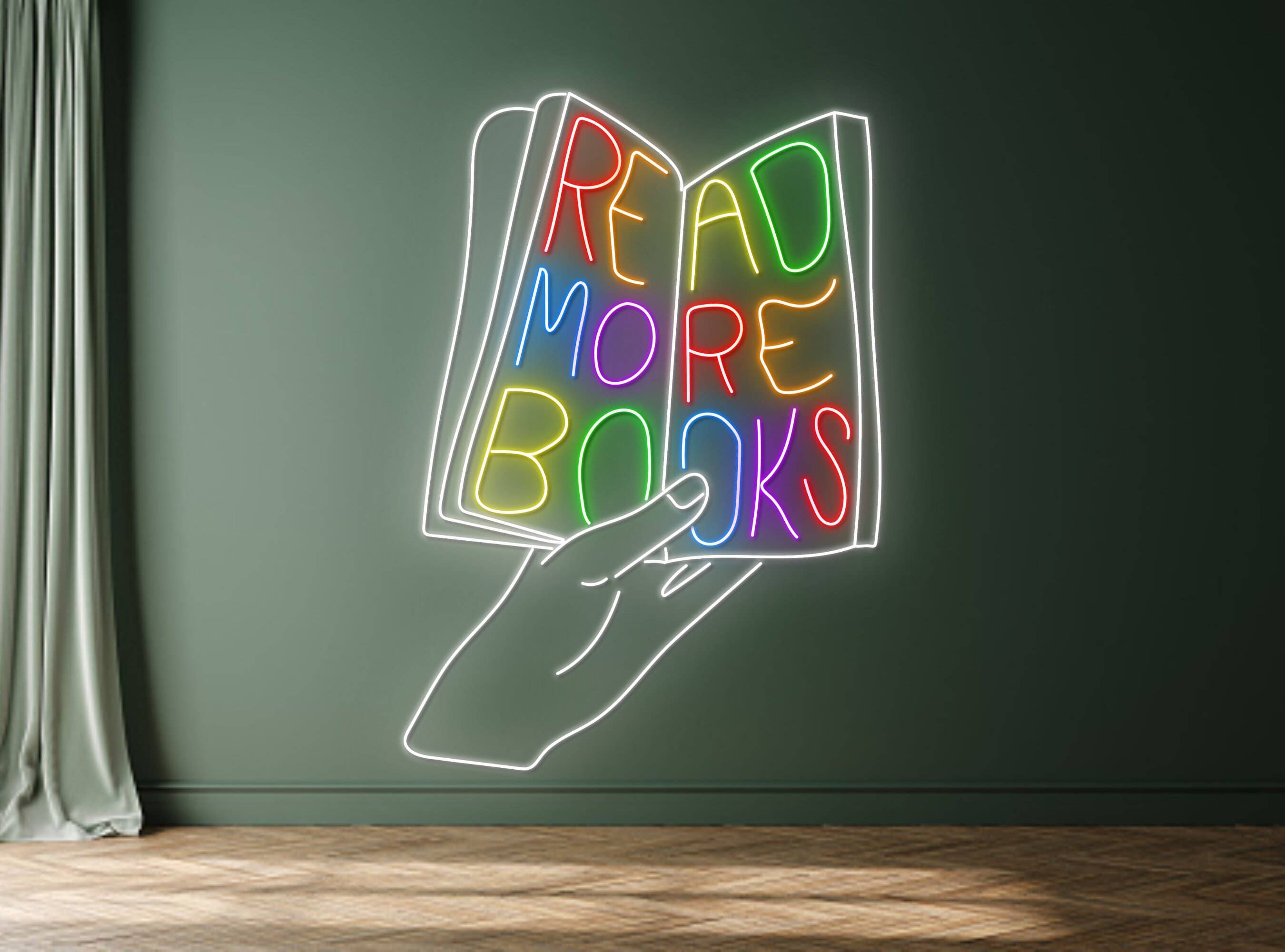 Read More Books Neon Sign Bookworm Library Wall Art Decor
