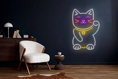 Lucky Cat Welcome Neon Signboard Shop Store Entrance Decor