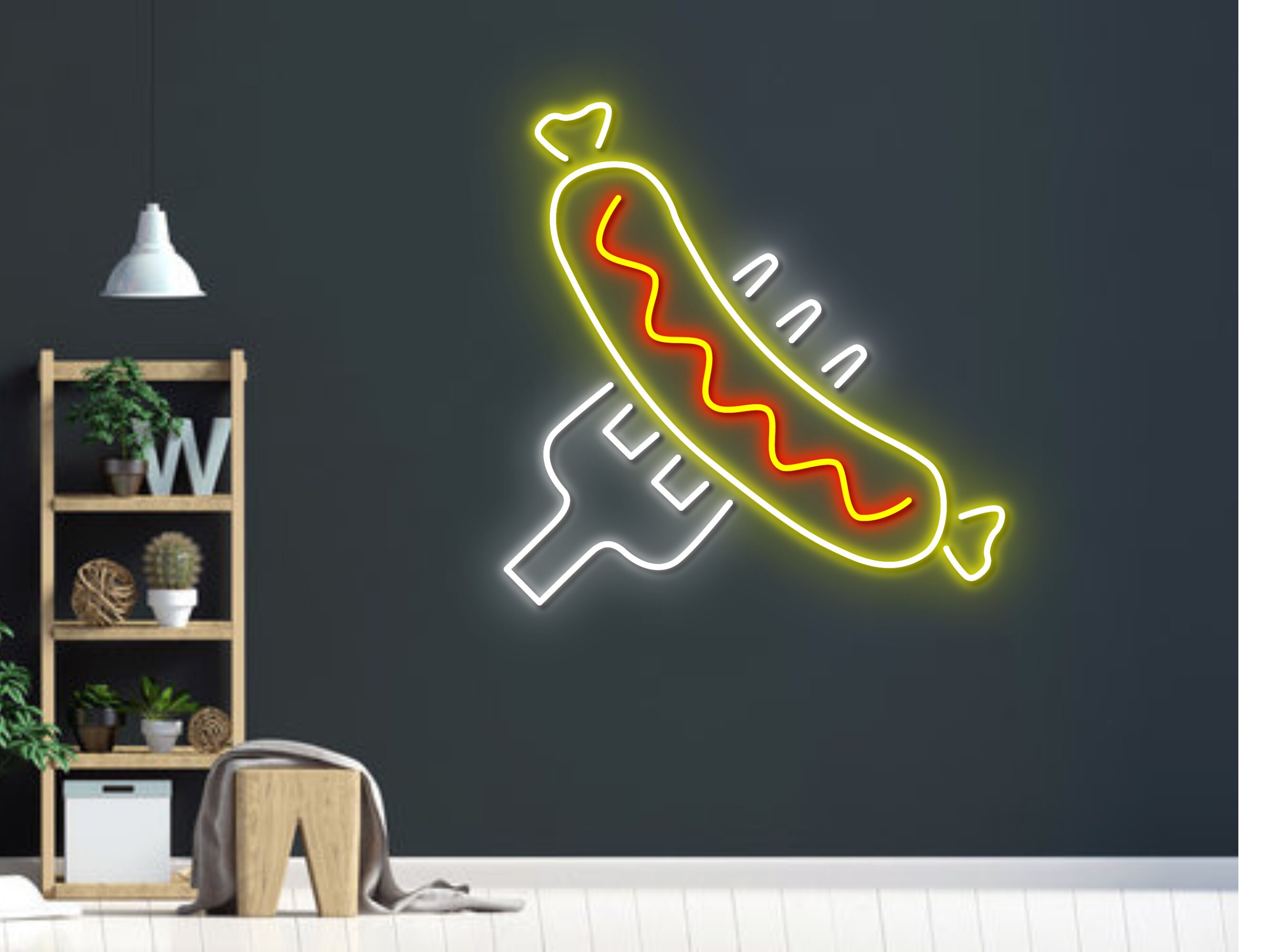 Sausage on Fork Restaurant Neon Sign