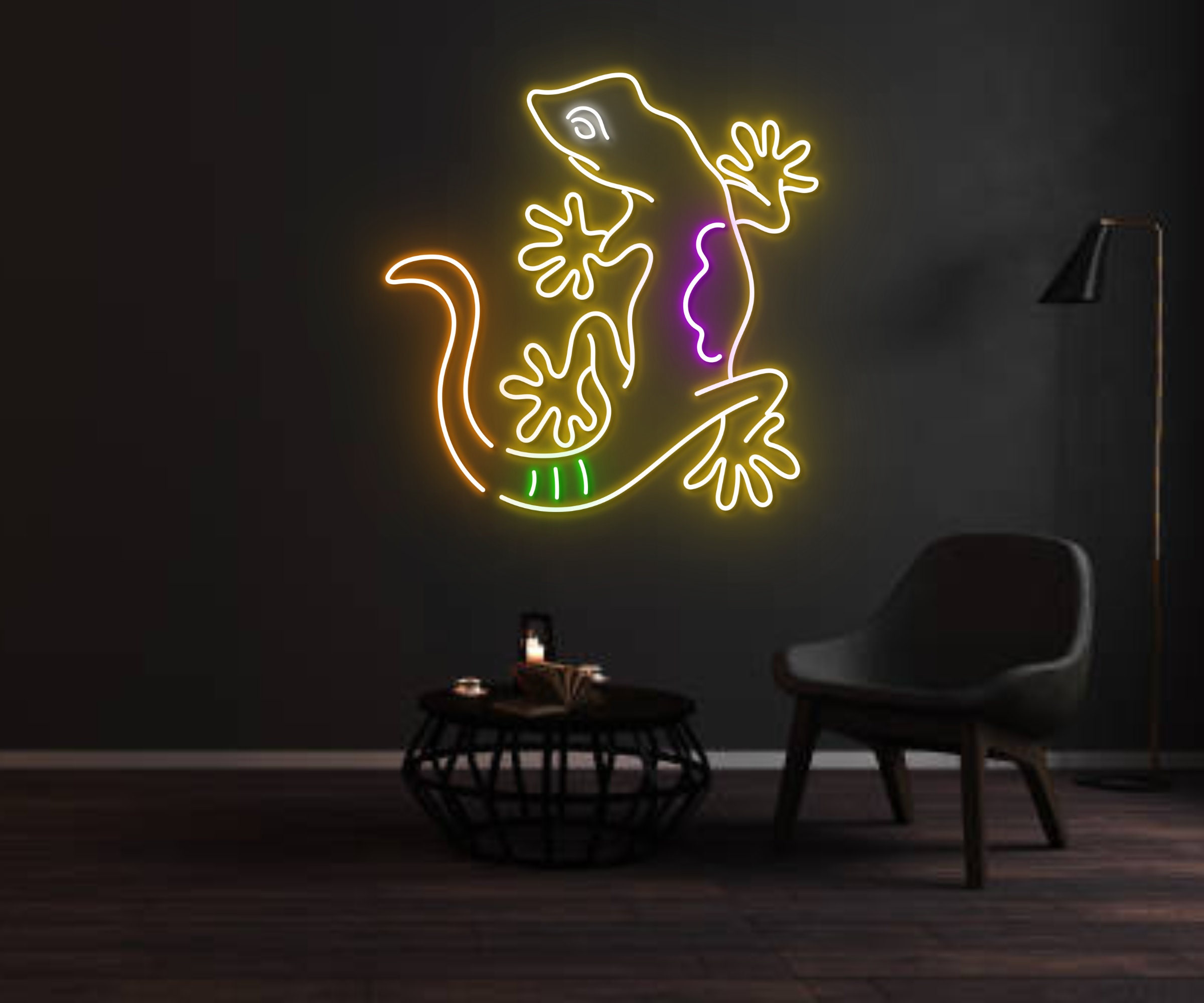 Colorful Lizard Neon Sign Animal Sign
