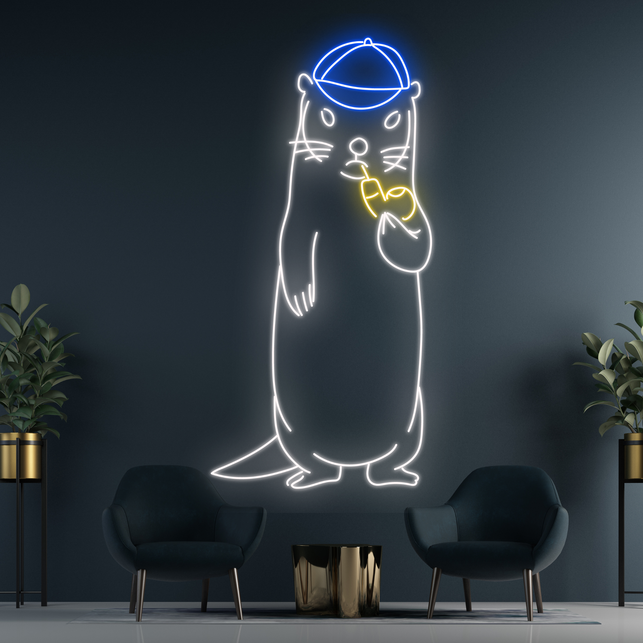 Raccoon Smoking Neon Sign Animal Art Wall Lights Decor