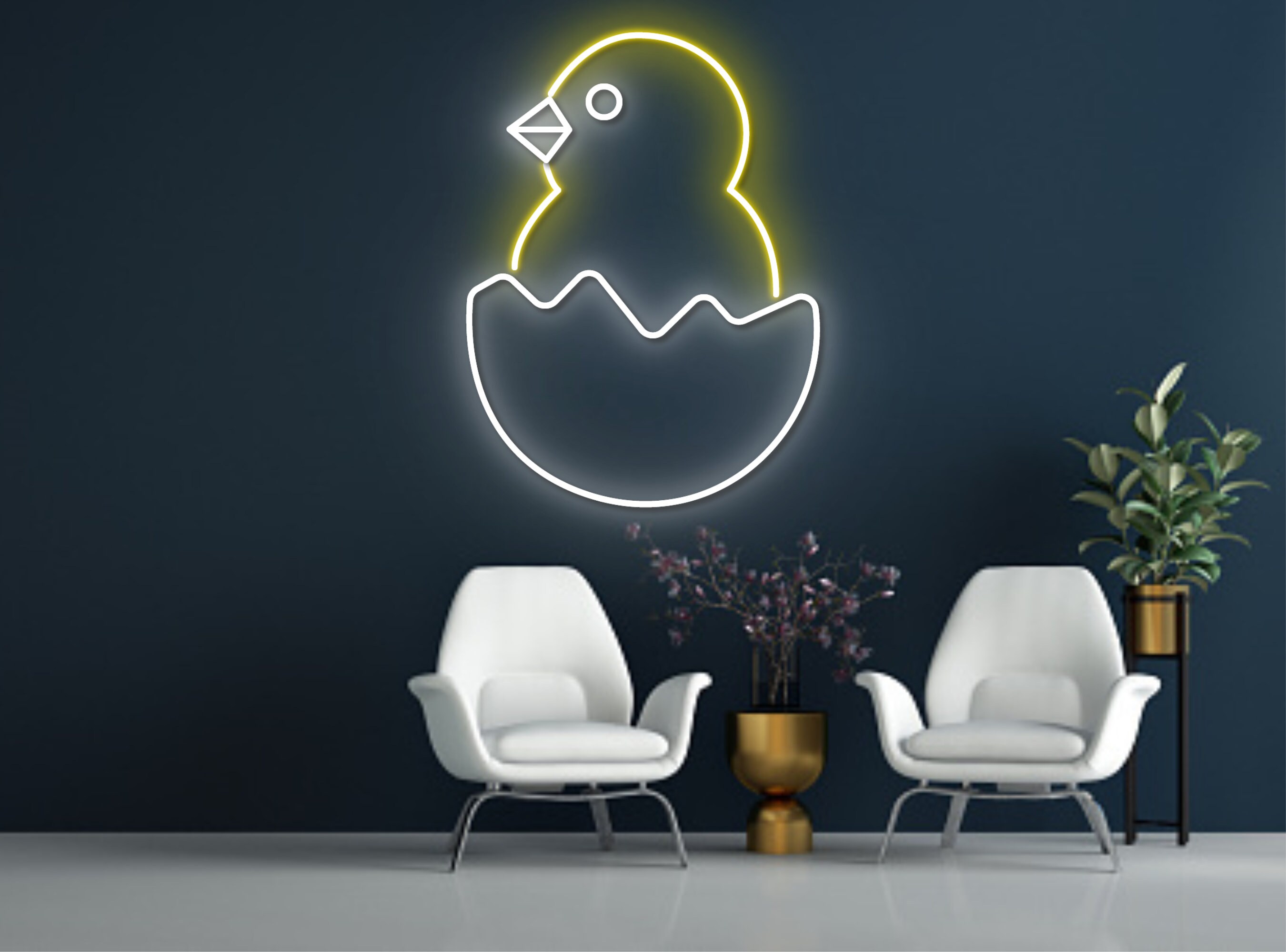Hatched Chick In Eggshell Neon Sign