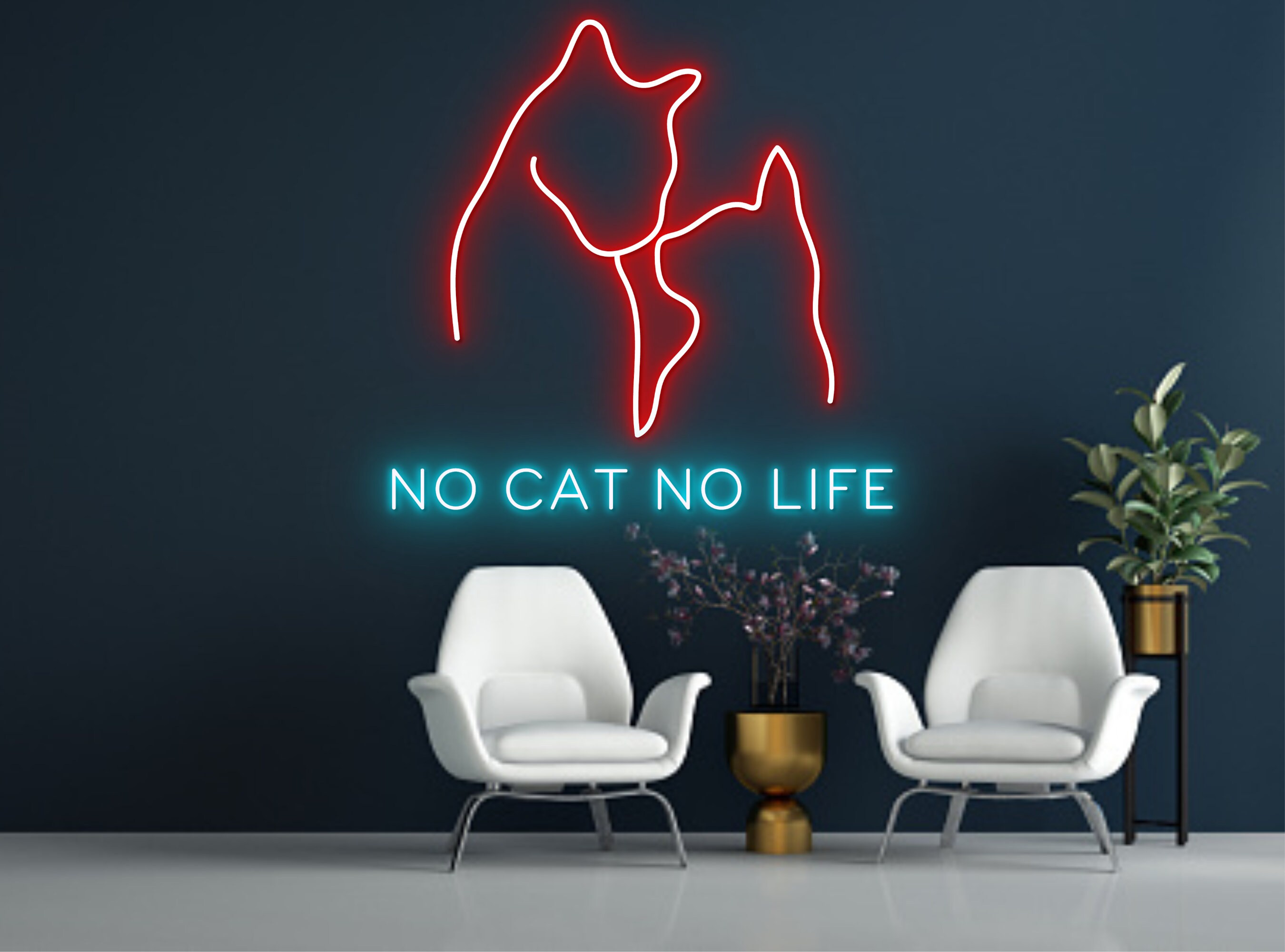 No Cat No Life Neon Sign Cute Cat LED Light