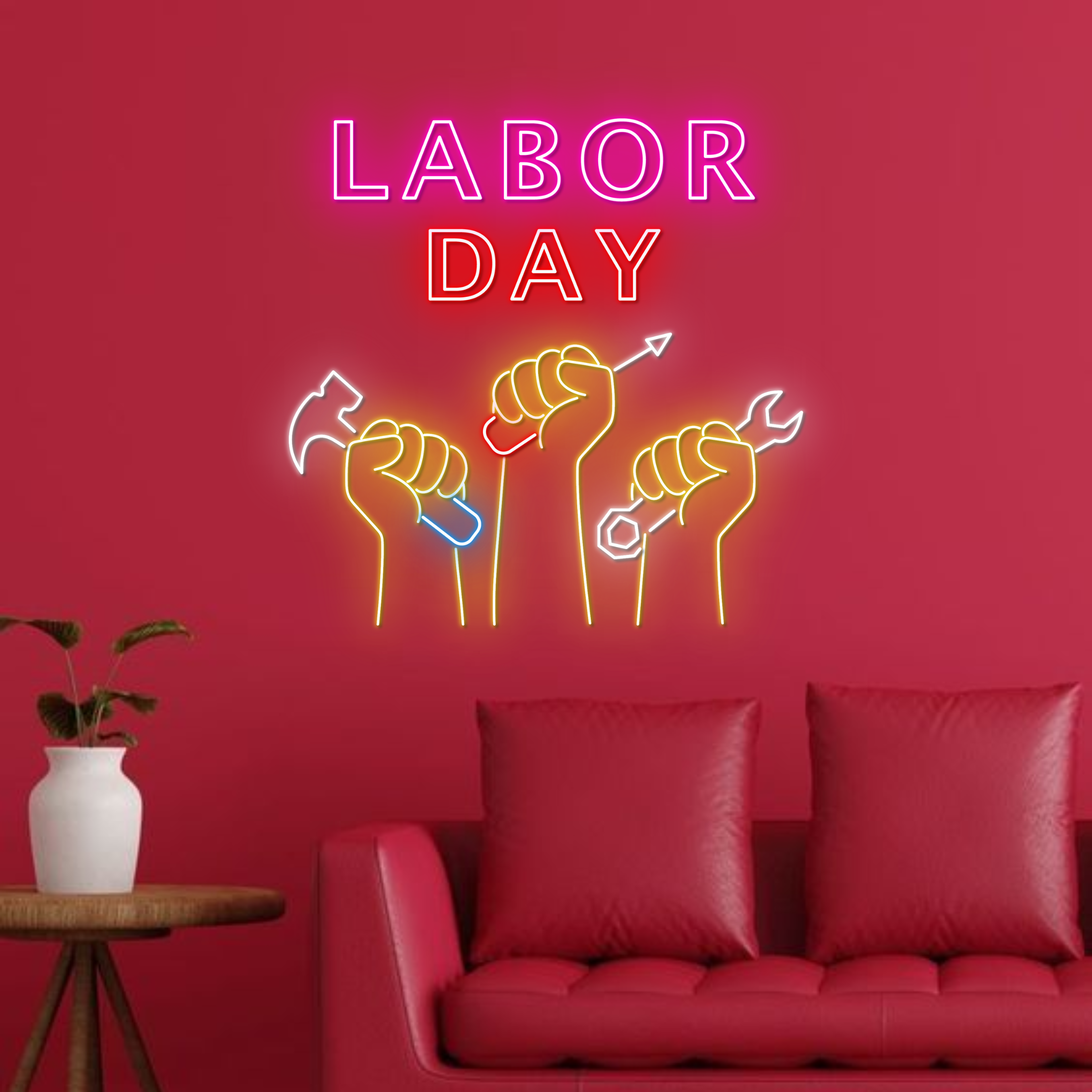 Labor Day Neon Sign Labor Day Office Wall Decor