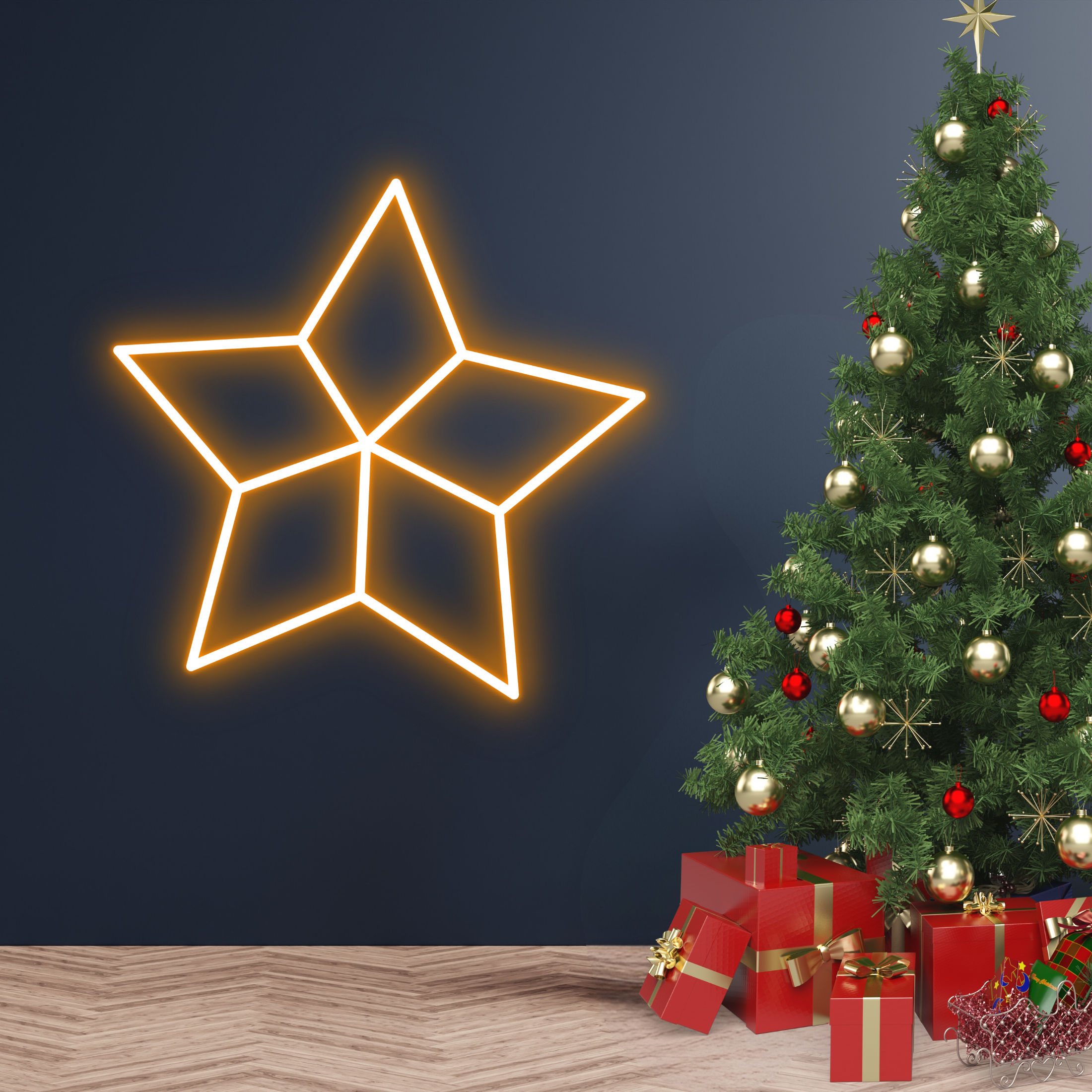 Christmas Star Neon Sign Christmas Long-lasting Set Decor
