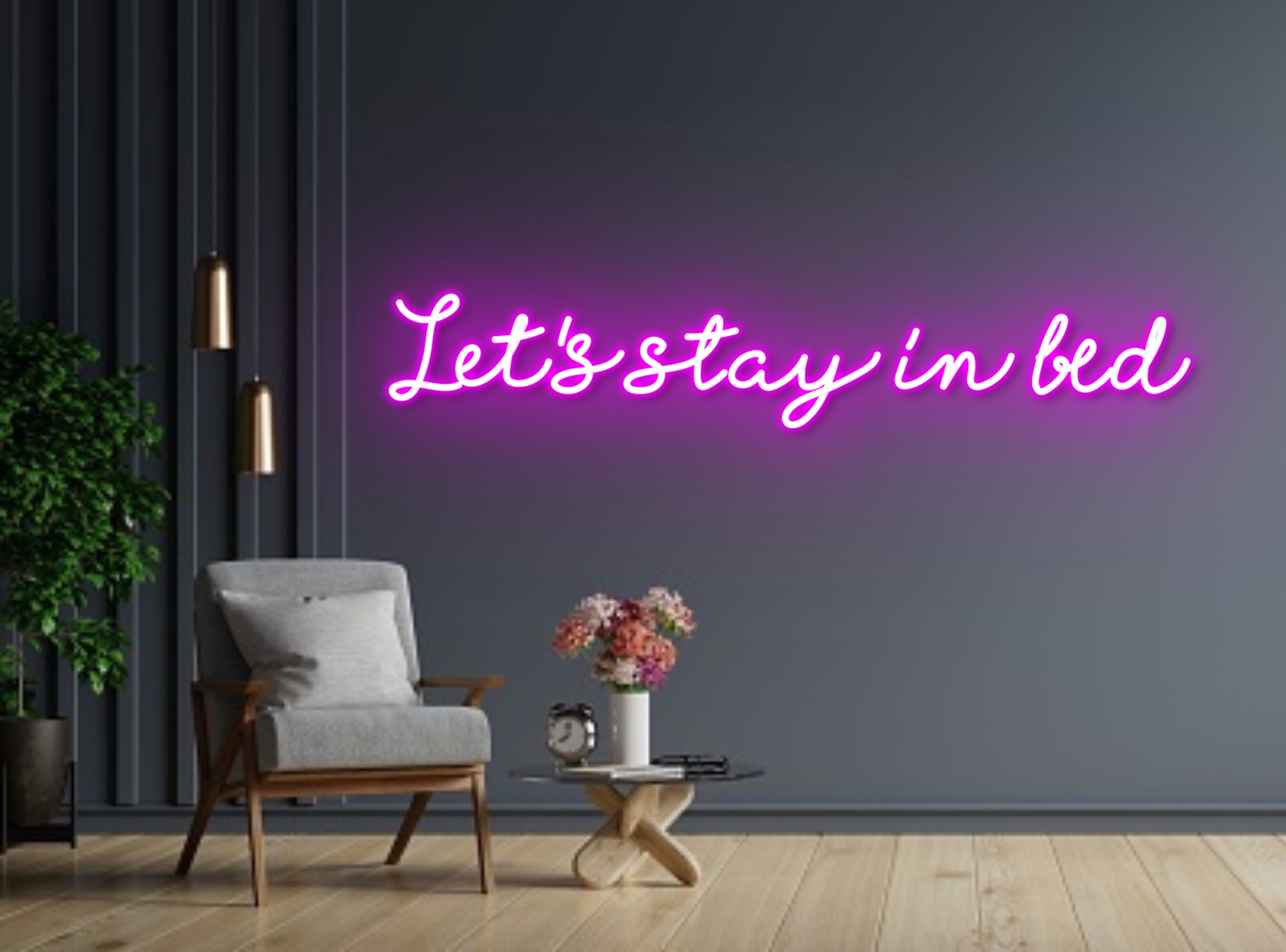Let's Stay In The Bed Neon Sign Home Office Living Room