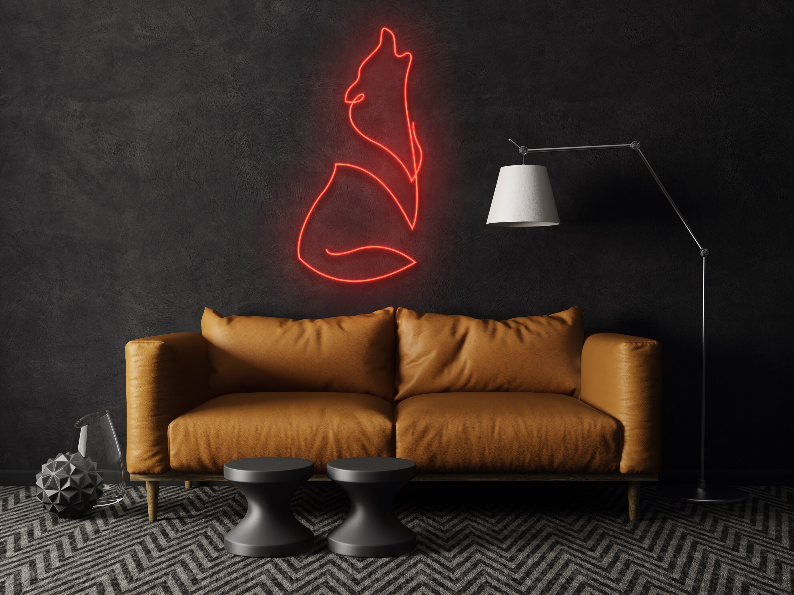 Wolf Sitting Neon Sign Animal Decor Room