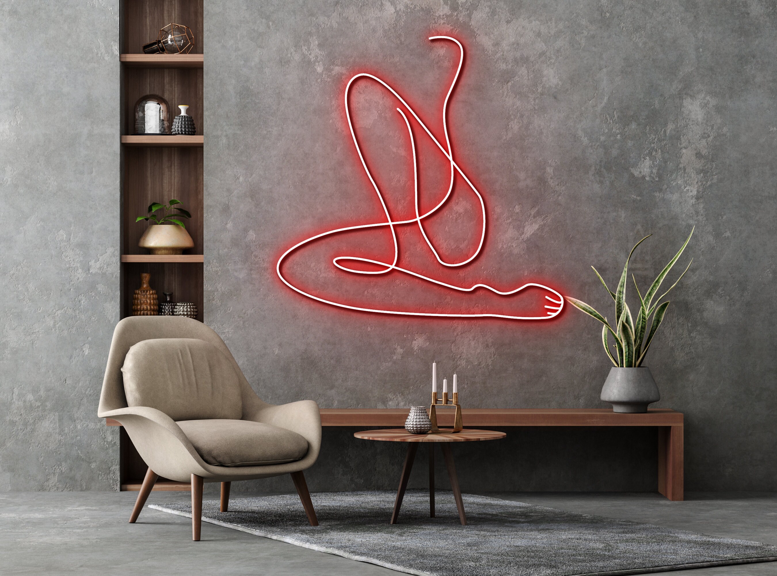 Sexy Sitting Beautiful Body Woman Neon Signs
