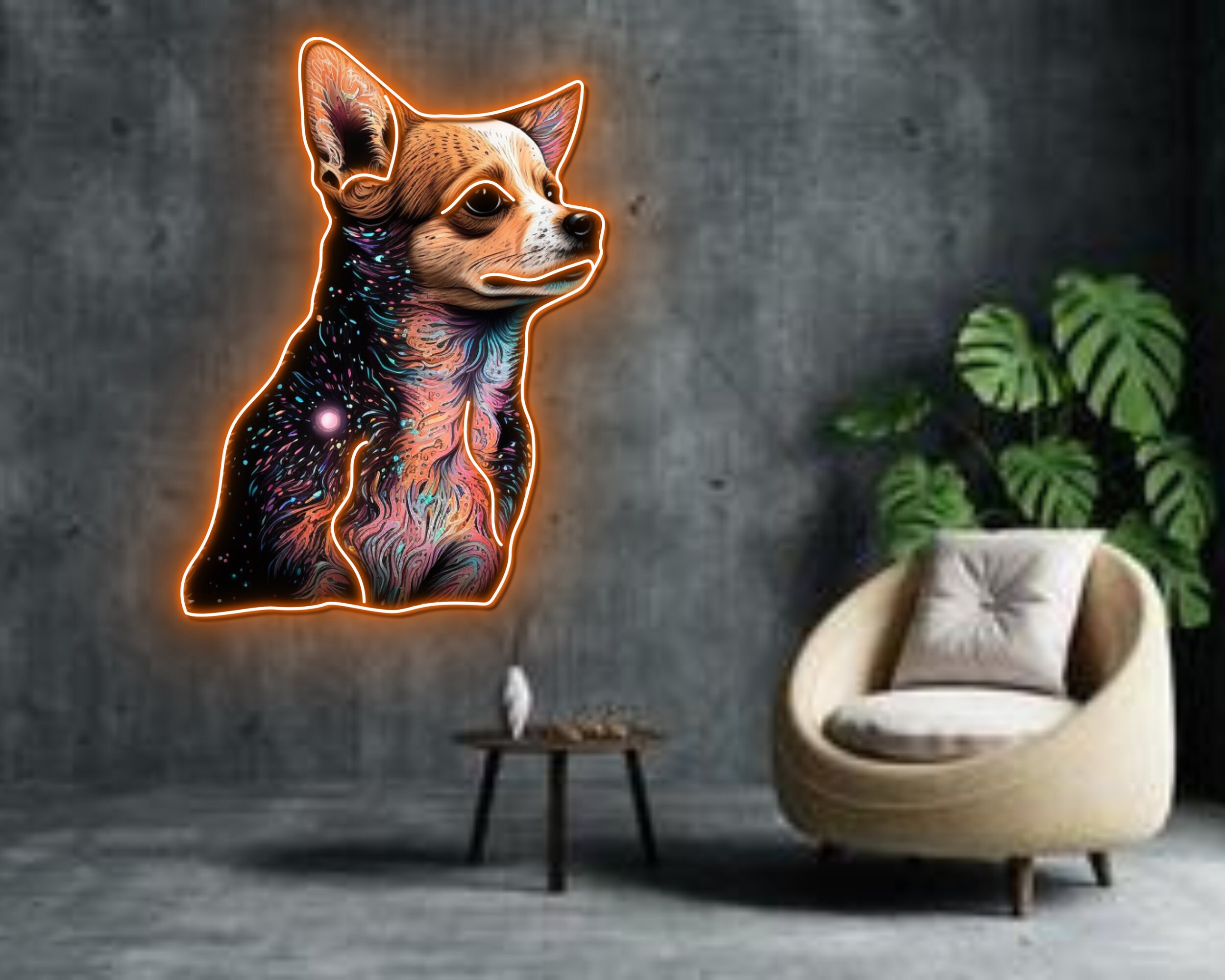 Galaxy Colourful Art Chihuahua Dog Painting Pom Puppy Owners