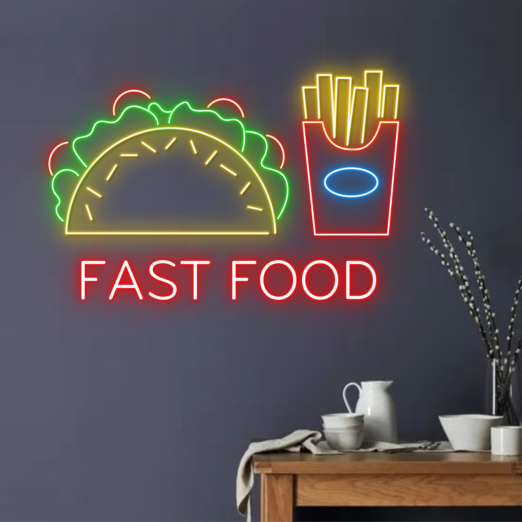 Fast Food Neon Signs Signboard Long-lasting Wall Decor