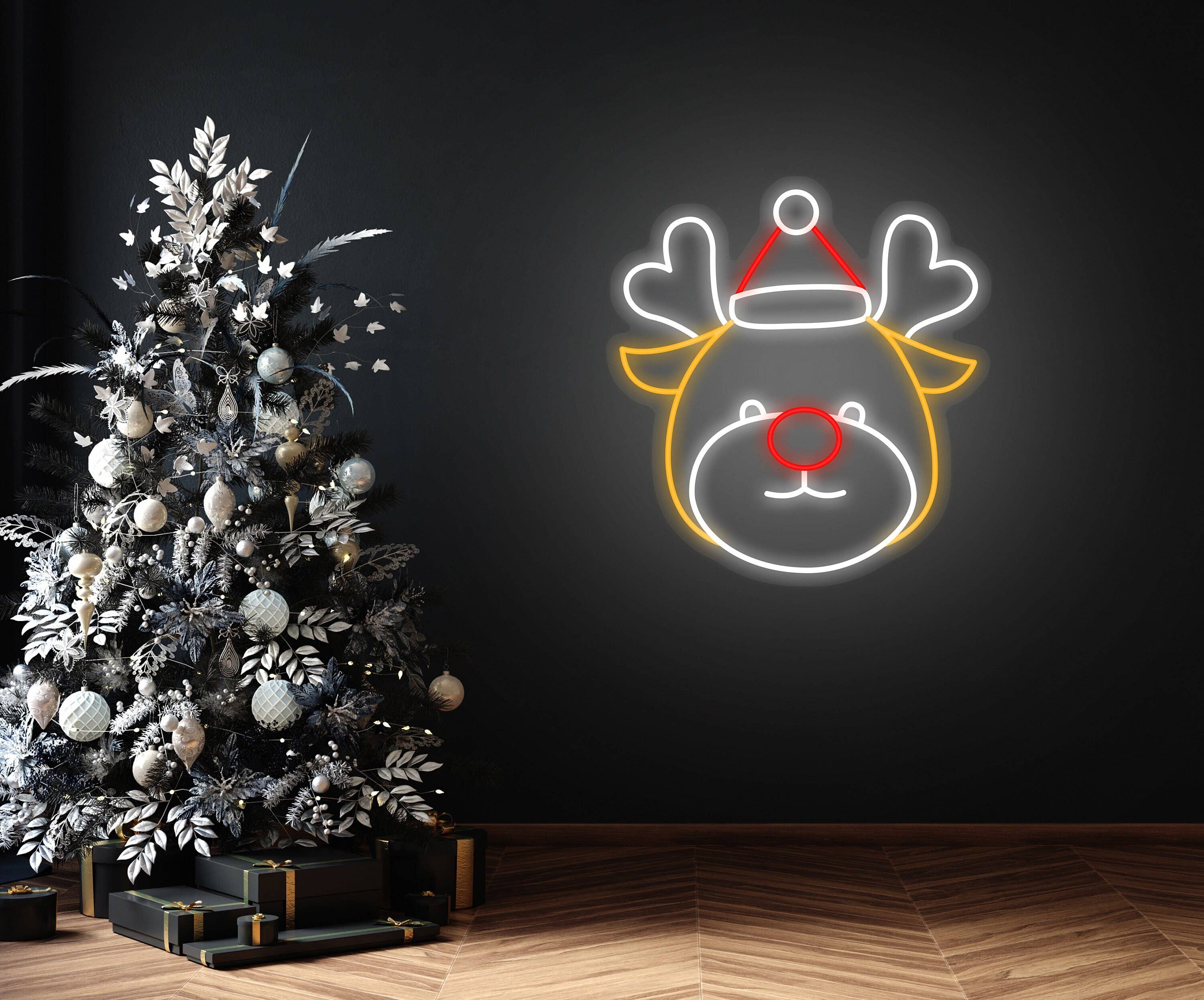 Cute Reindeer Neon Sign Christmas Party Wall Lights Decor