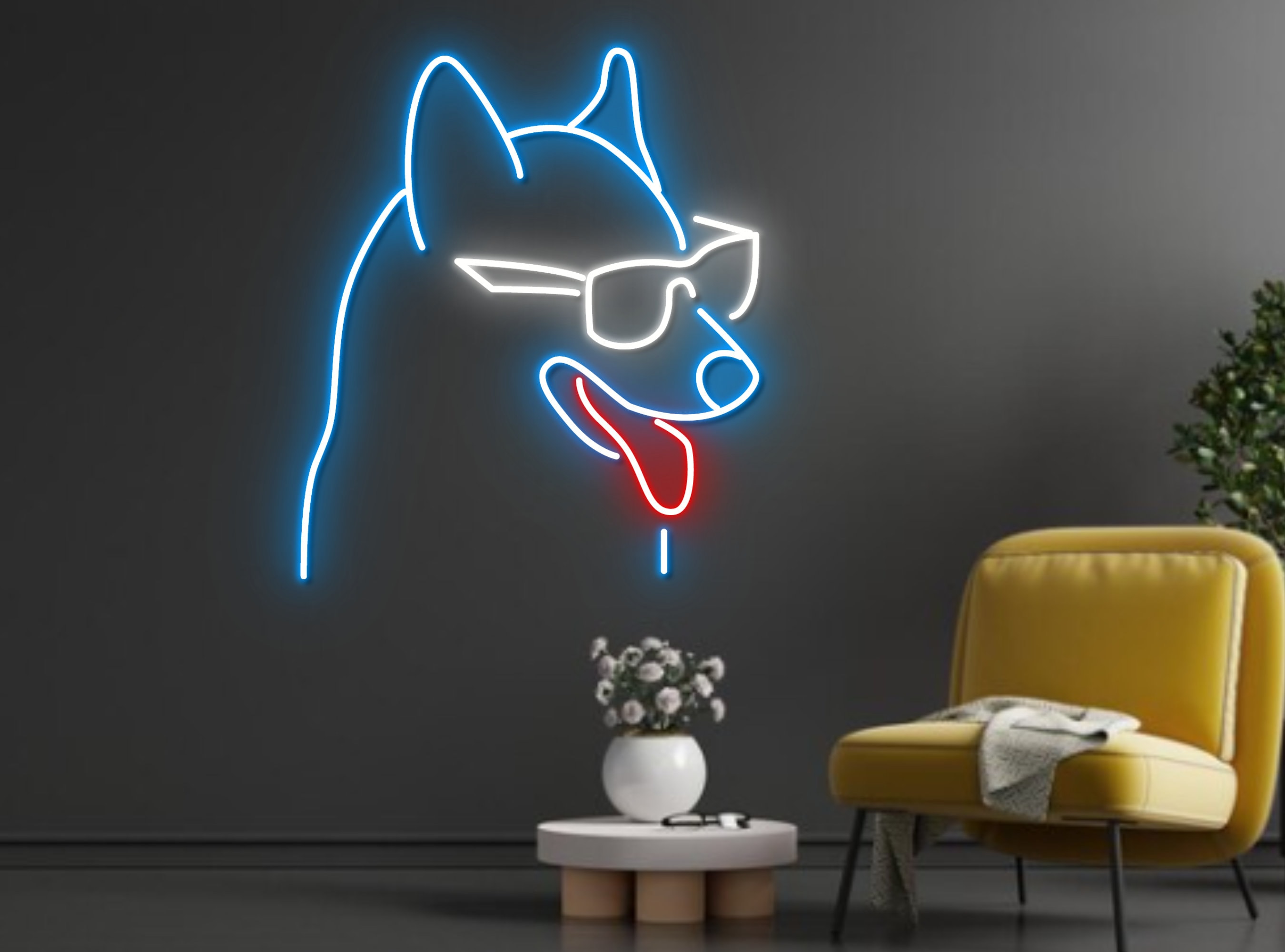 Cool Dog With Glasses Neon Sign